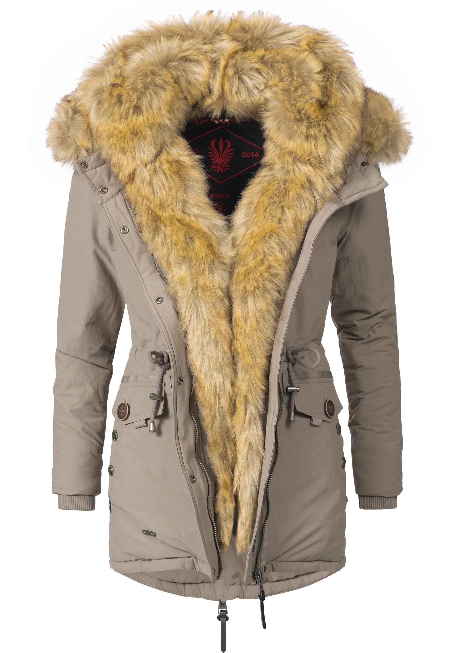 Navahoo Wintermantel »Sweety«, abgefahrener Winterparka m. 2 Kunstpelz-Kapuzen