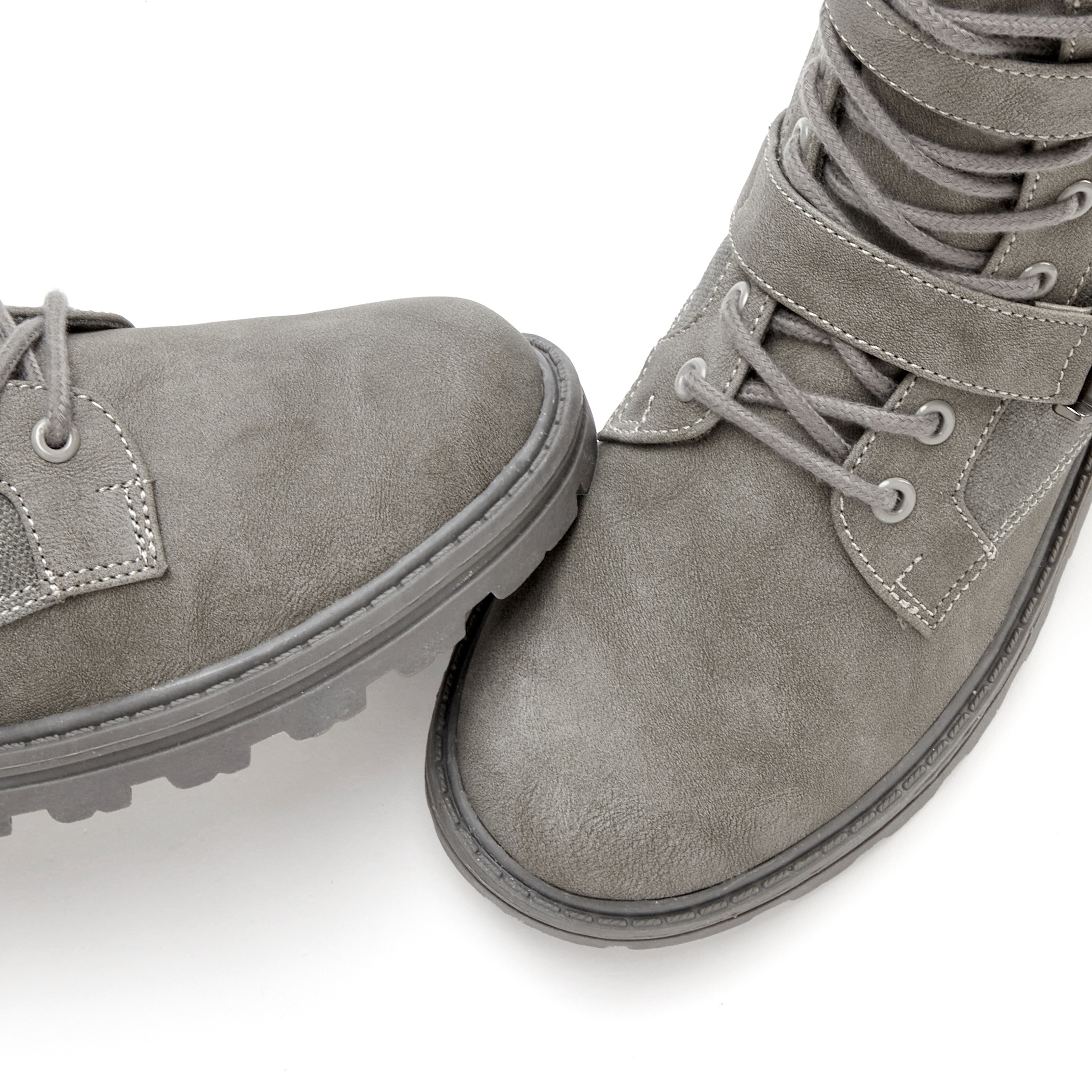 Stiefelette VIVANCE "Stiefel, Boots", Damen, Gr. 38, grau, Obermaterial: 100% Lederimitat. Decksohle: 100% Textilmaterial. Futter: 100% Textilmaterial. Laufsohle: 100% Synthetik, unifarben, Schuhe Stiefelette, mit modischen Zierschnallen VEGAN 3