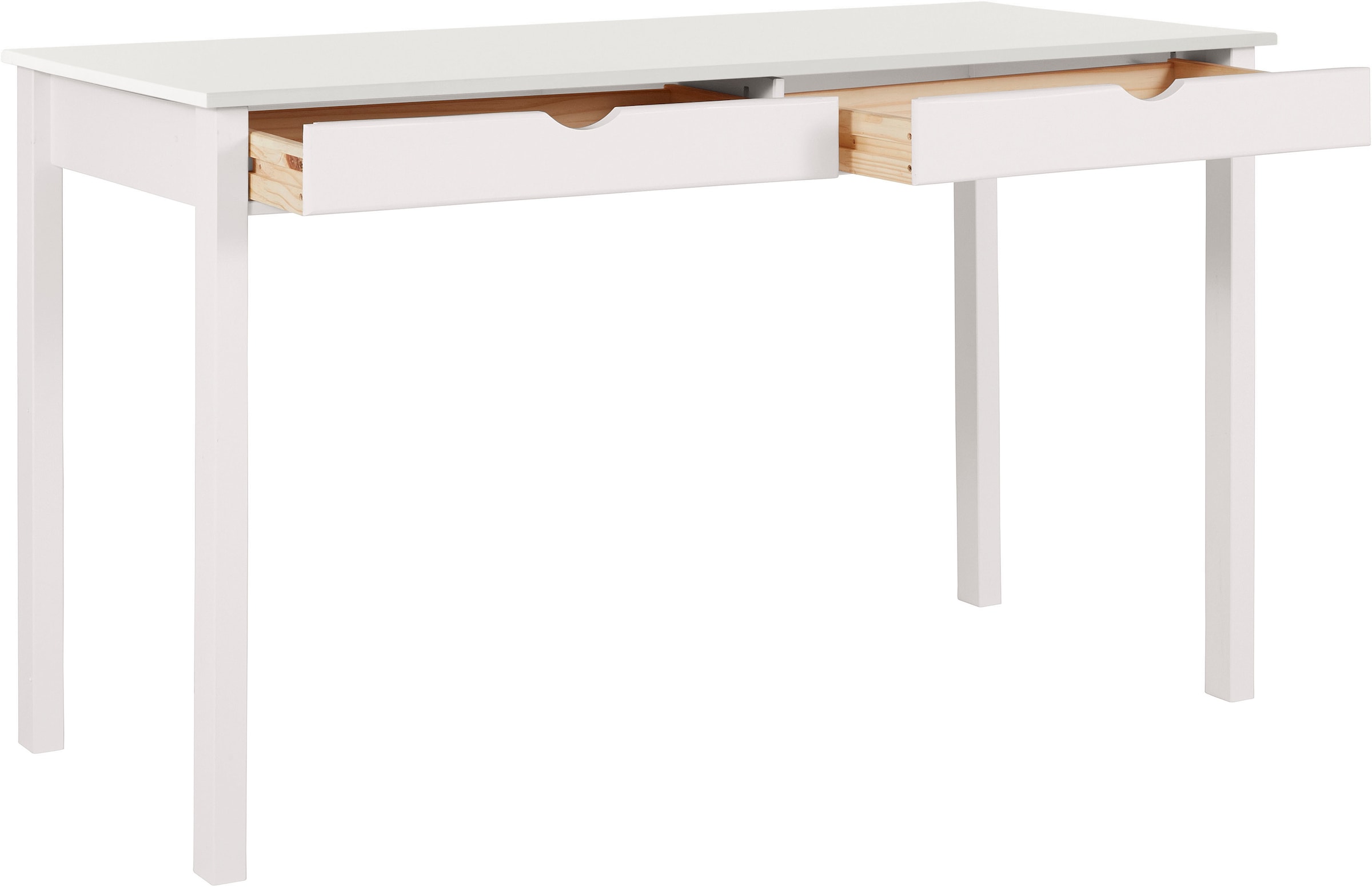 INOSIGN Schreibtisch »Gava«, aus massiven Kiefernholz, mit praktischen Griffmulden, Breite 140 cm