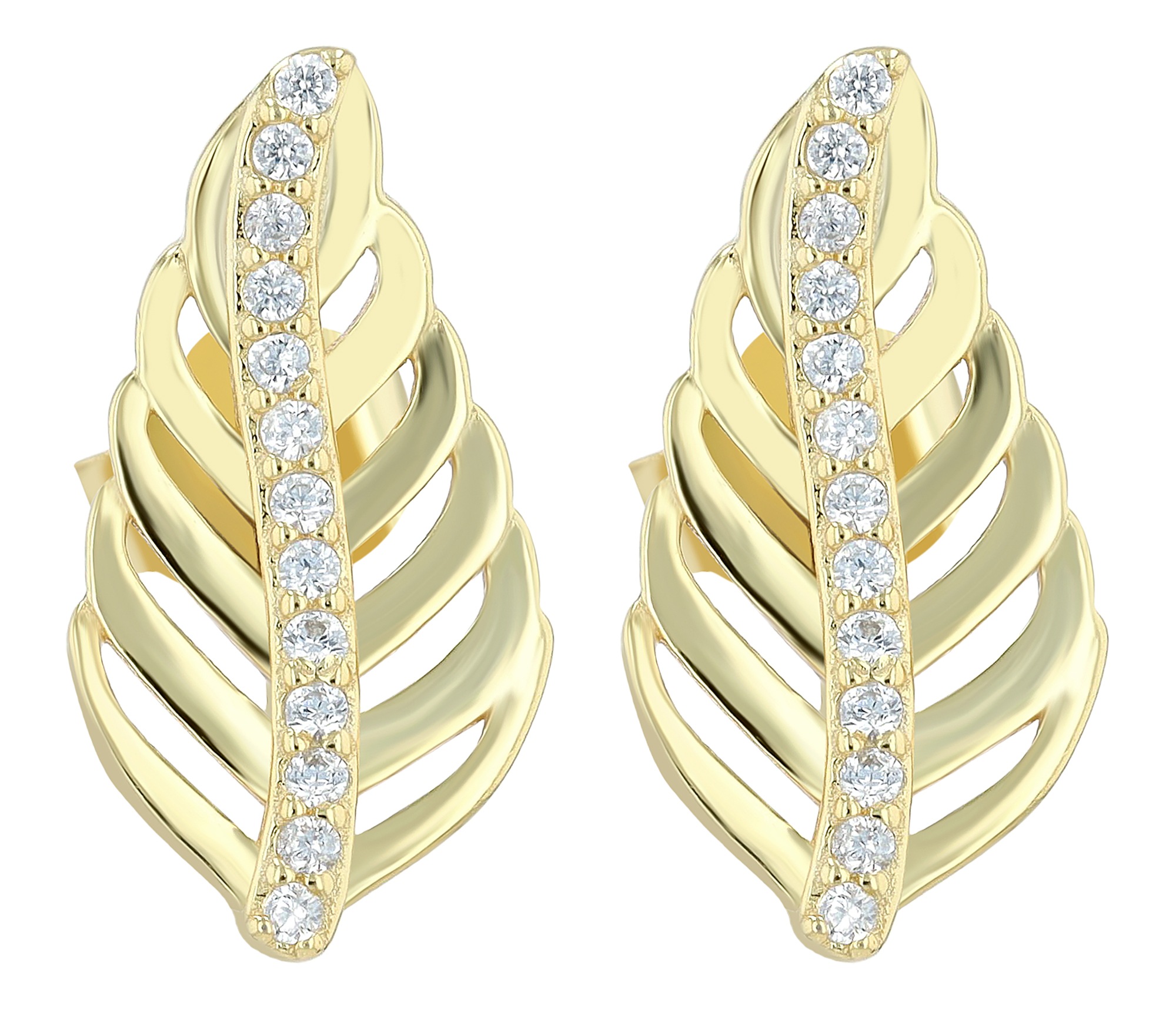 Adelia's Leaf Stud Earrings 925 Silver Gold 2