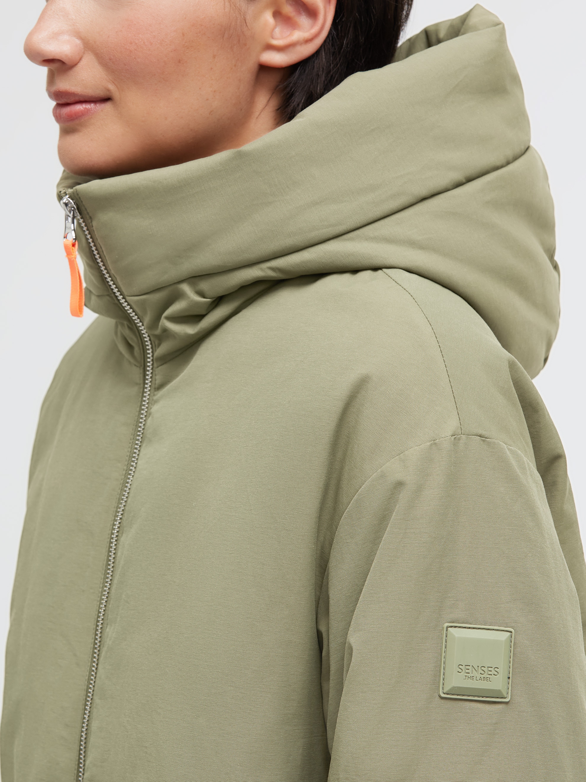 SENSES.THE LABEL Winterjacke mit Kapuze mit Zwei-Wege-Reißverschluss
