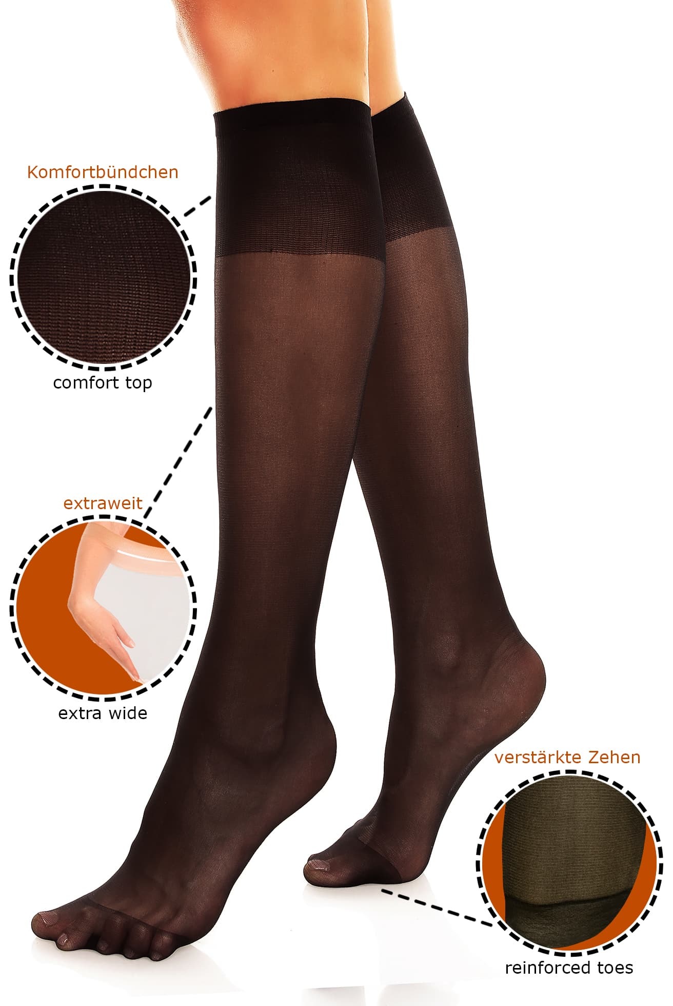GLAMORY Feinstrümpfe »My Size« 20 DEN 1 Paar tlg. extraweit, elastisch