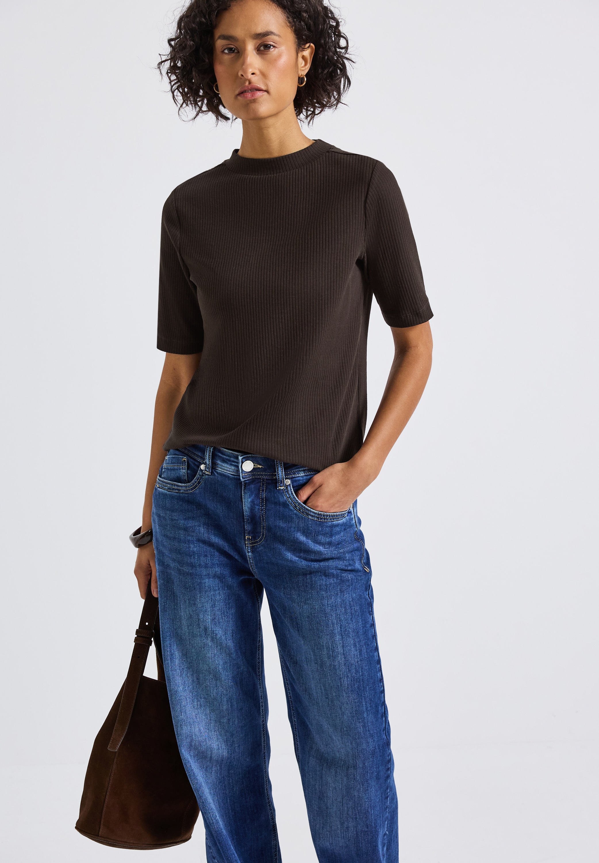 STREET ONE T-Shirt, mit Rippstruktur, Sommershirt