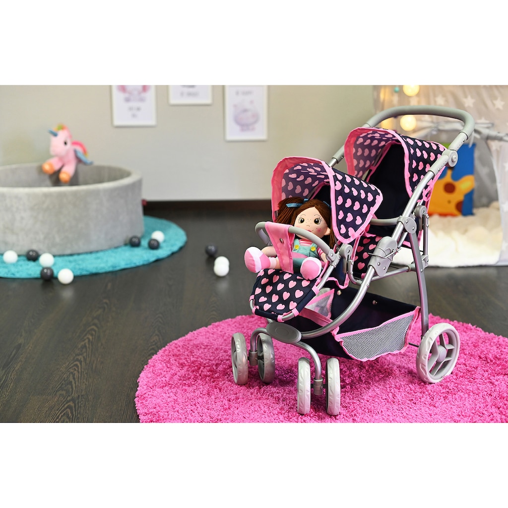 Knorrtoys® Puppen-Zwillingsbuggy »Milo - Pink Hearts«