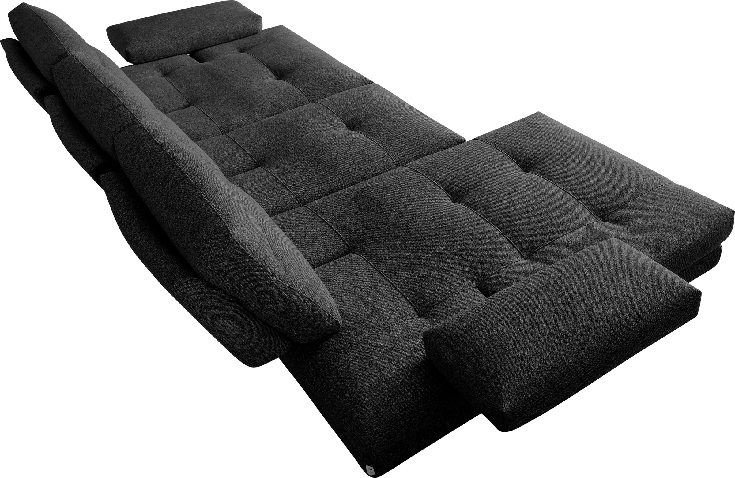 Ecksofa CALIA ITALIA "Toby Wing, B/T: 278/153 cm, Designsofa mit hohem Sitzkomfort, L-Form", schwarz (nero quebec), B:278cm H:90cm T:153cm, Synthetische Faser (100% Polyester), Sofas, Ecksofa, inklusive Sitztiefenverstellung, Füße in chrom glänzend 2