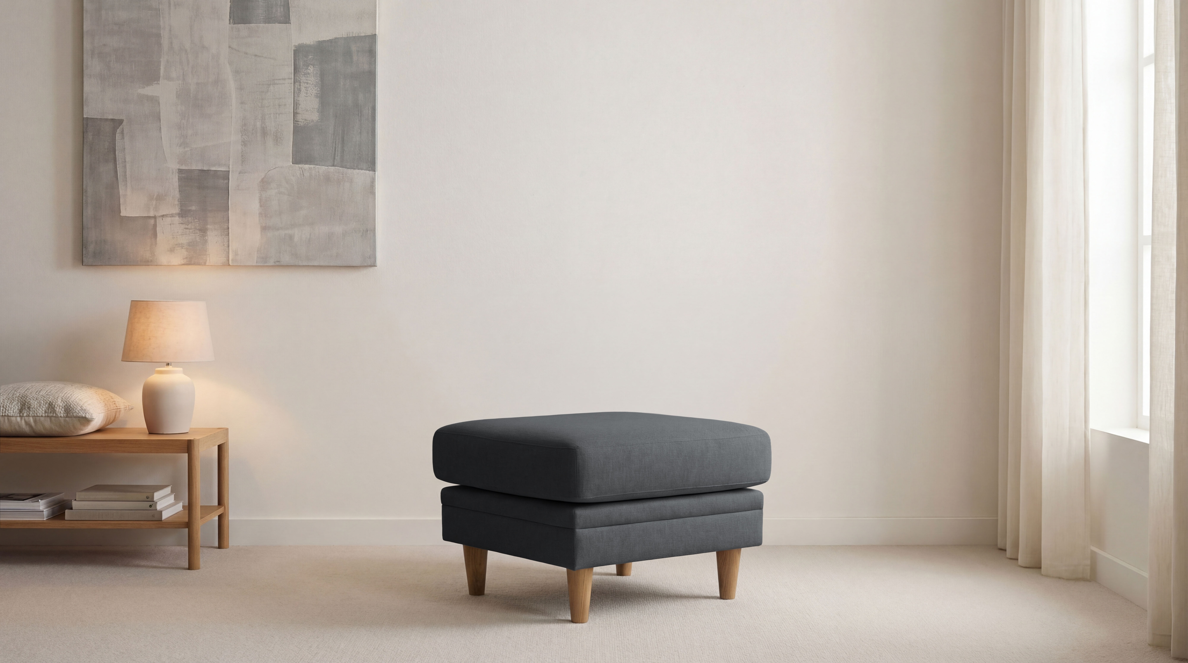 OTTO home Polsterhocker "Arellano, Breite 63 cm" klassisches Design, mit Massivholzfüßen, Webstoff fein, Chenille