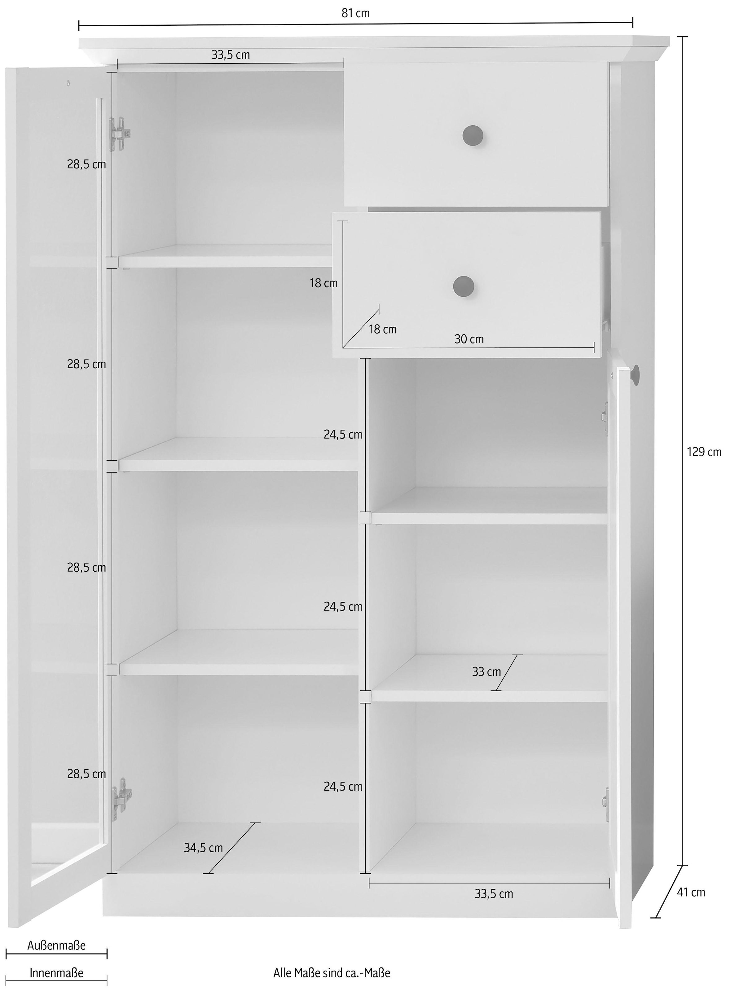 Home affaire Vitrine »Örebro«, zeitloser Landhausstil, mit Vollauszug, Beleuchtung optional