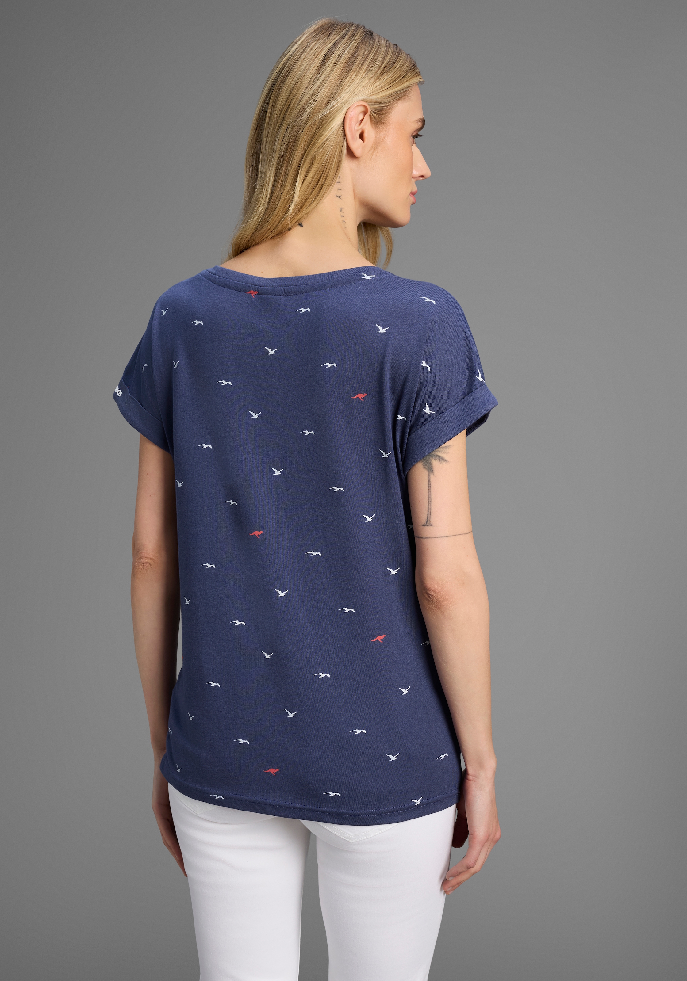KangaROOS Print-Shirt, kurzärmelig, figurumspielend, mit Print, mit Rundhalsausschnitt