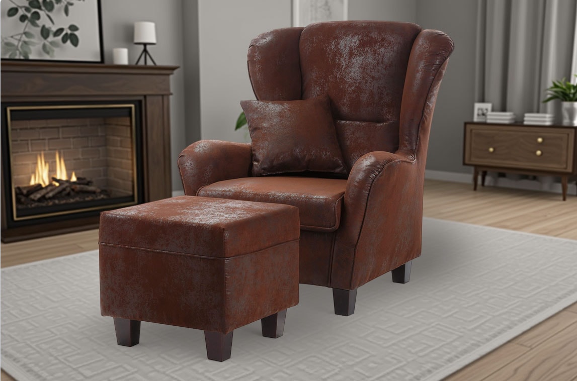 Home affaire Ohrensessel "Oliver, B: 92 cm, Sitzhöhe: 41 cm" 1 Zierkissen