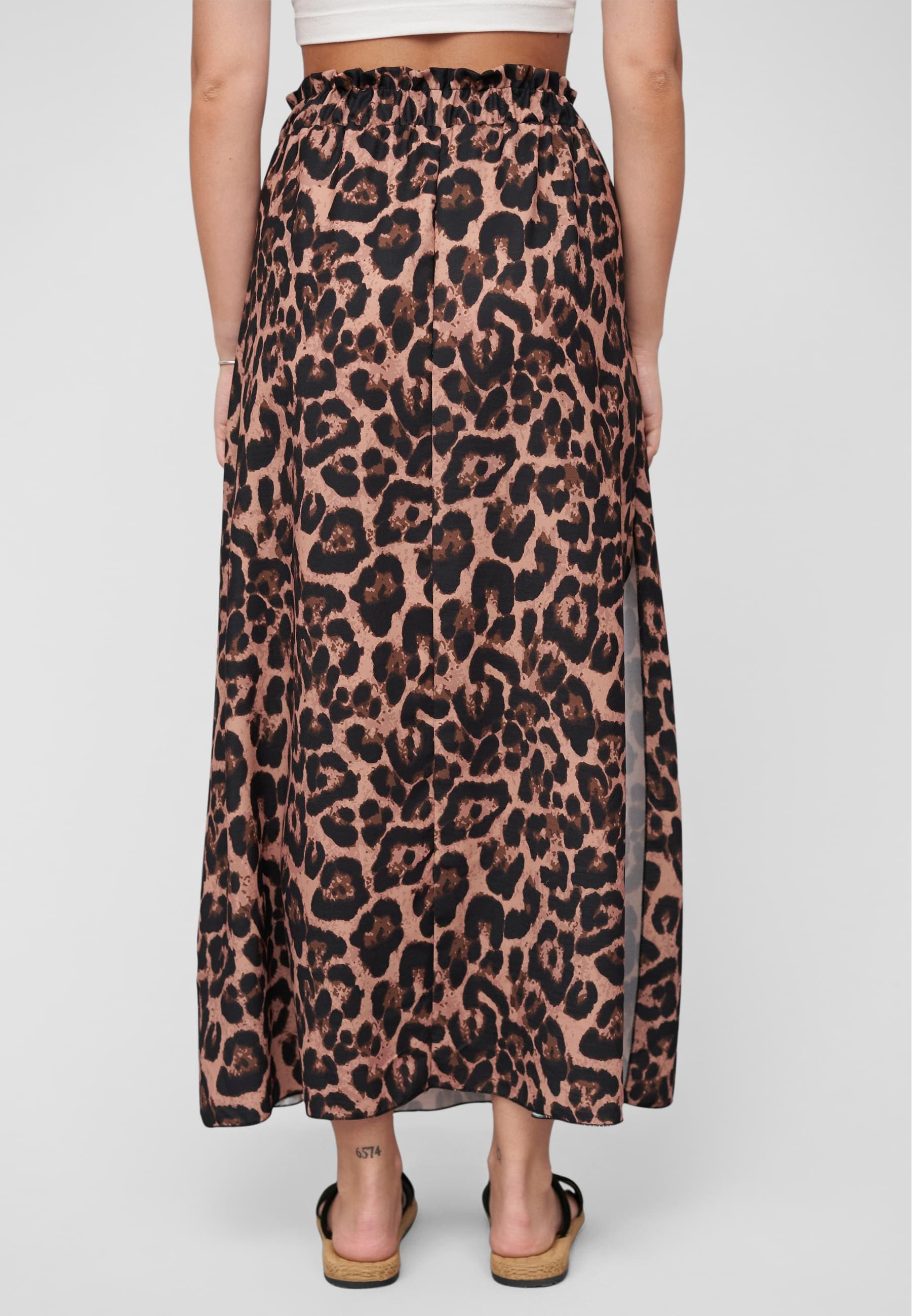 CLOUD 5IVE Sommerrock »CLOUD 5IVE Maxi Skirt with side slit and leo print«, (1 tlg.)