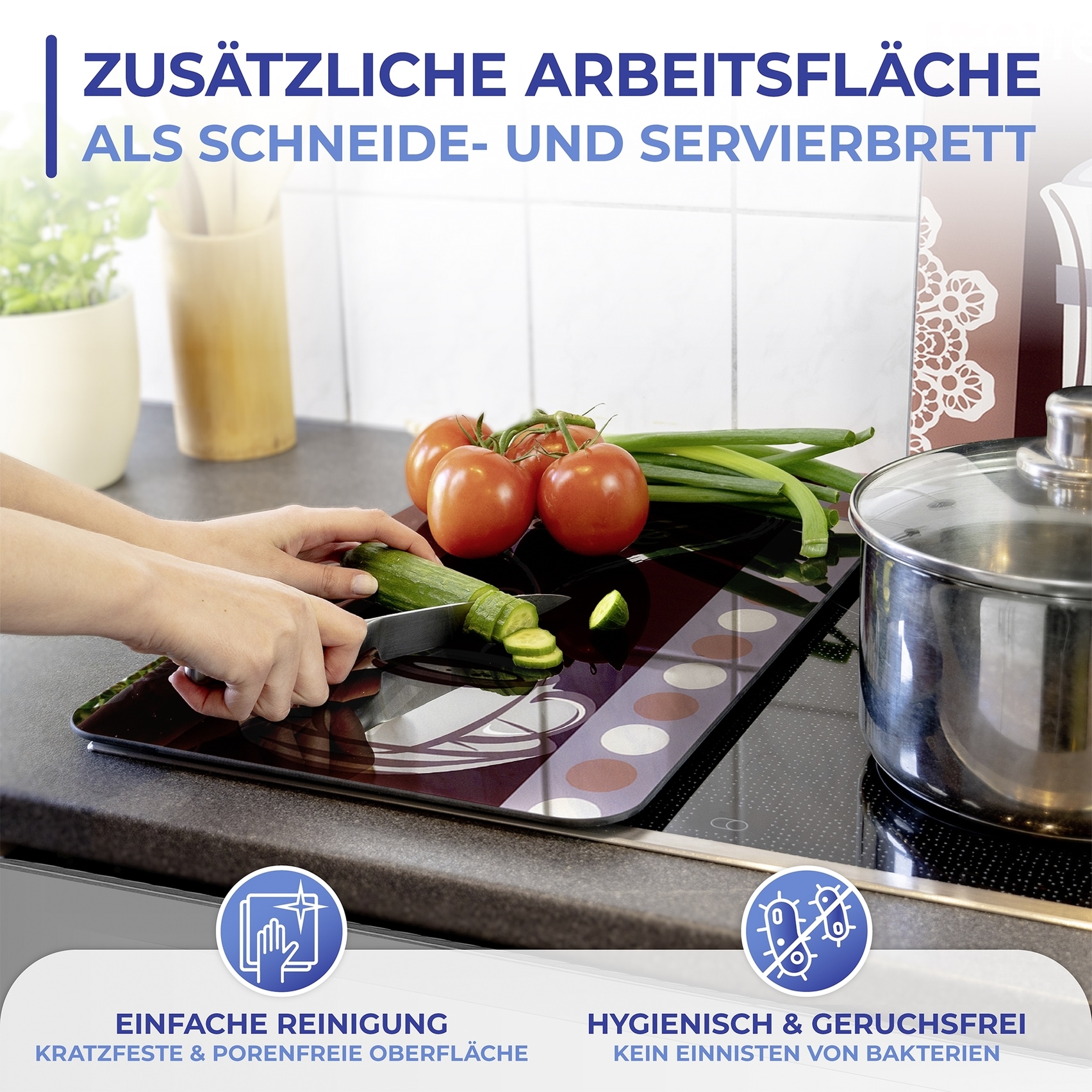 Maximex Herd-Abdeckplatte »Universal Modell Kaffeeduft«, (Set, 2 tlg.), Herdabdeckung für alle Herdarten, kratzfest, mit rutschfesten Füßen