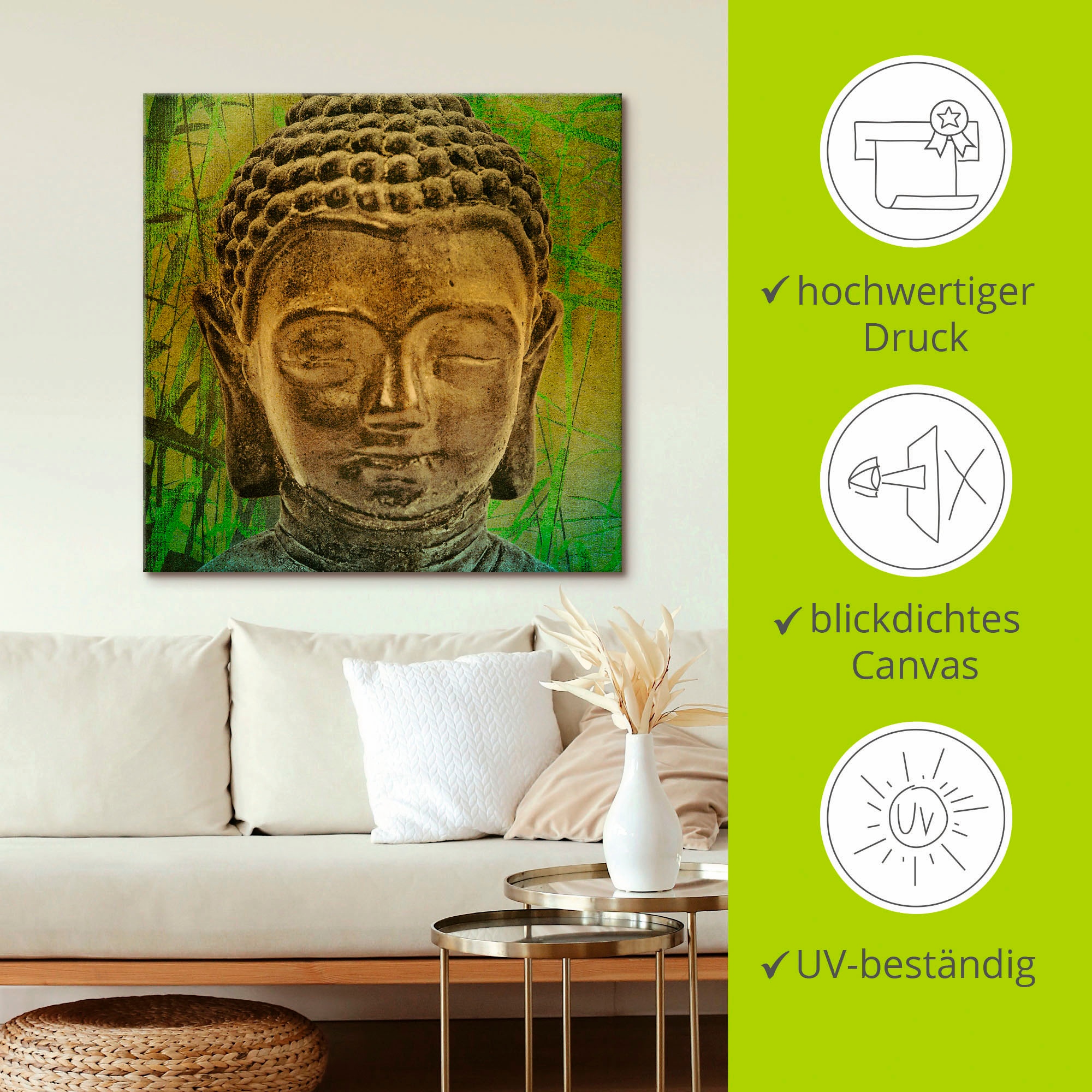 Artland Wandbild »Buddha II«, Religion, (1 St.), als Leinwandbild, Poster in verschied. Größen