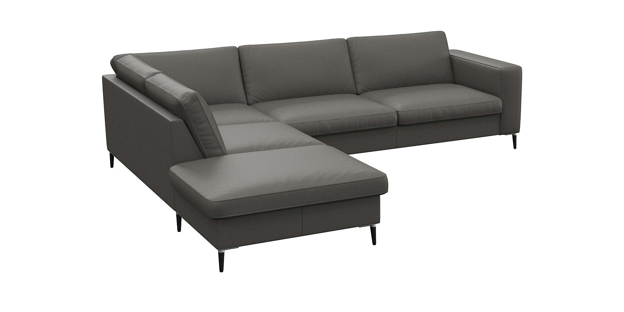 FLEXLUX Ecksofa »Fiore, L-Form, bequem und komfortabel durch hochwertigem Sitzaufbau«, breite Armlehnen, Kaltschaum, Füße Alu+schwarz