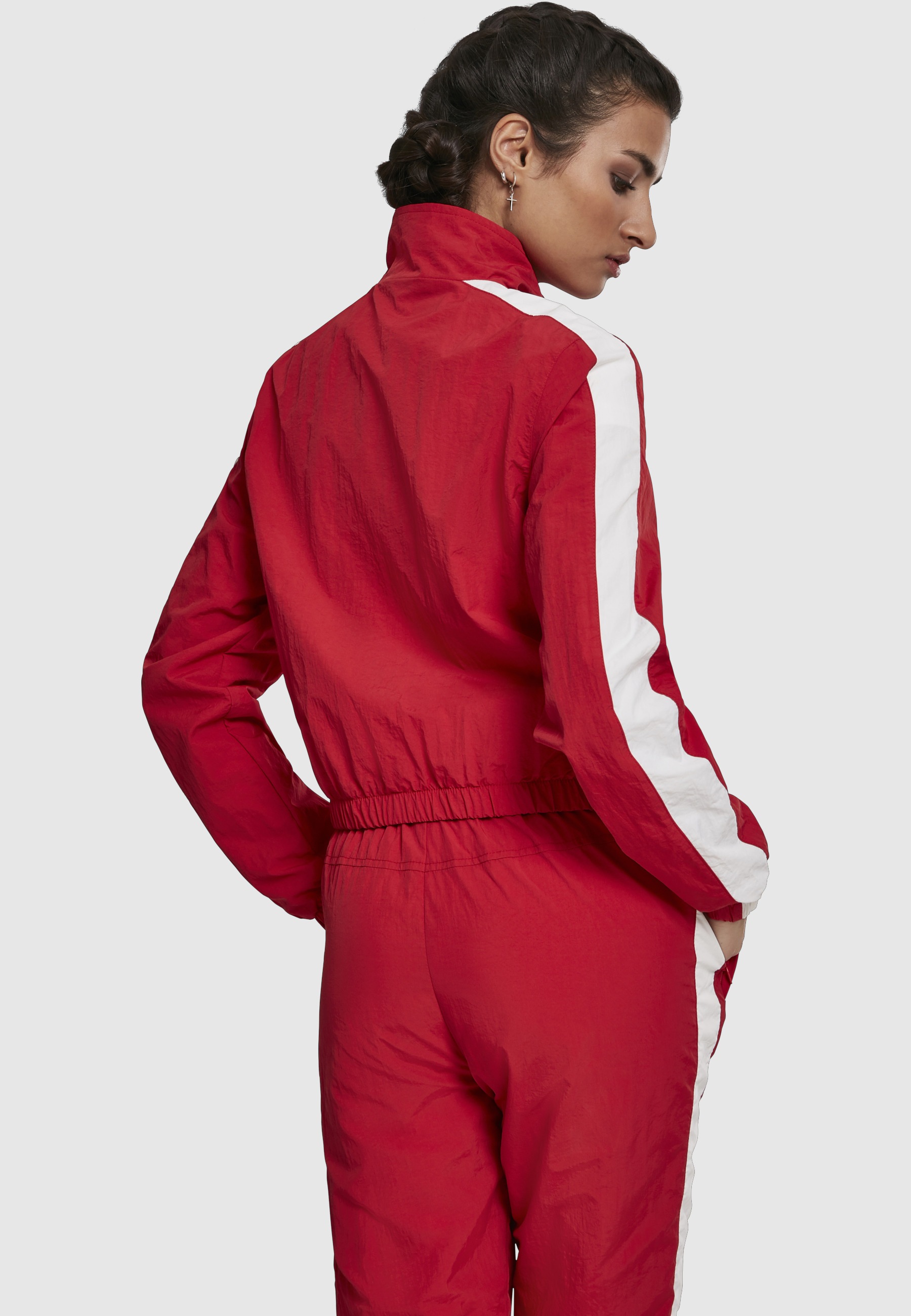 URBAN CLASSICS Allwetterjacke »Urban Classics Damen Ladies Short Striped Crinkle Track Jacket« 1 Stk. tlg. ohne Kapuze