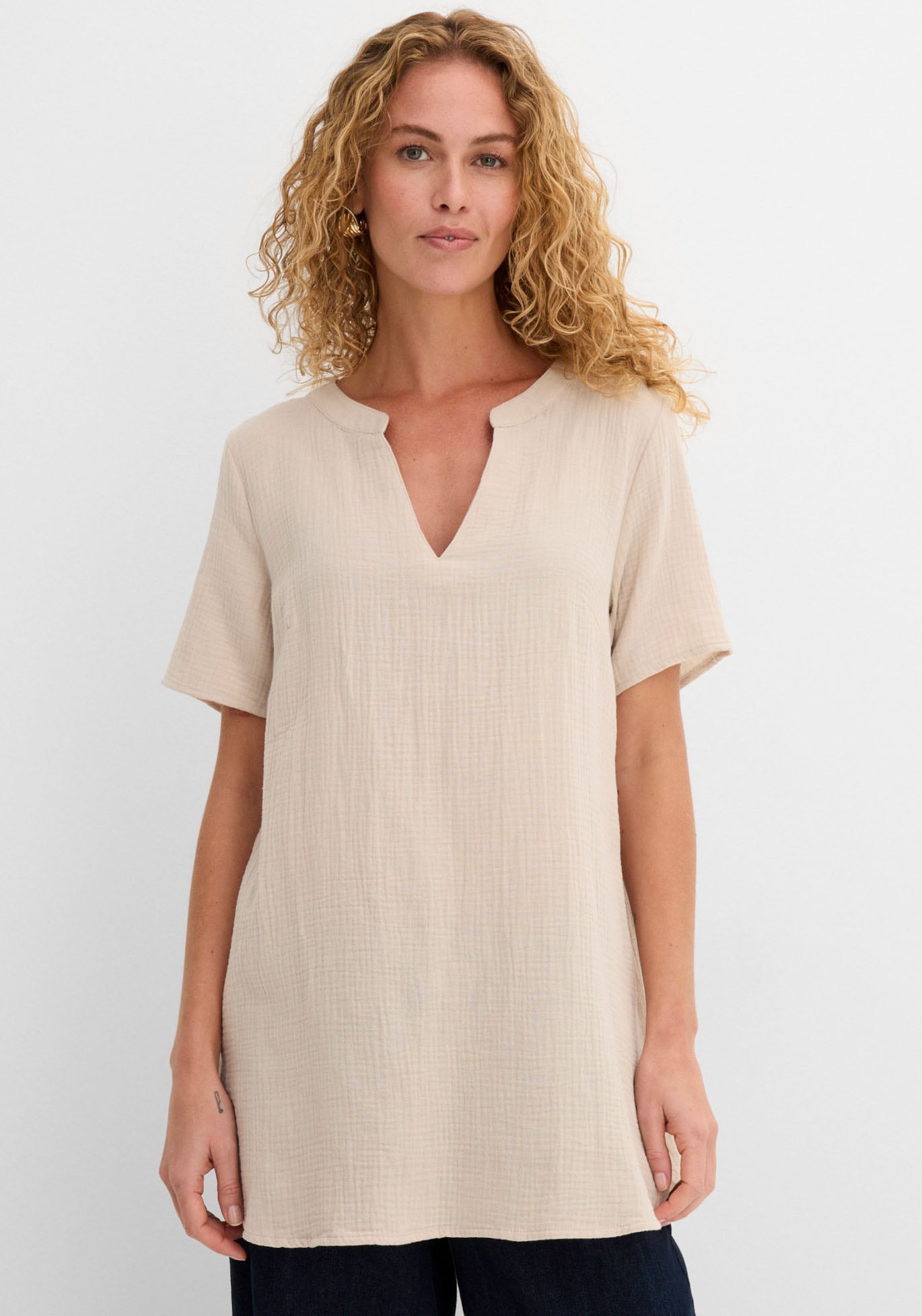 bonprix Longtunika für entspannten Look, Regular Fit, Kurzarm-Design