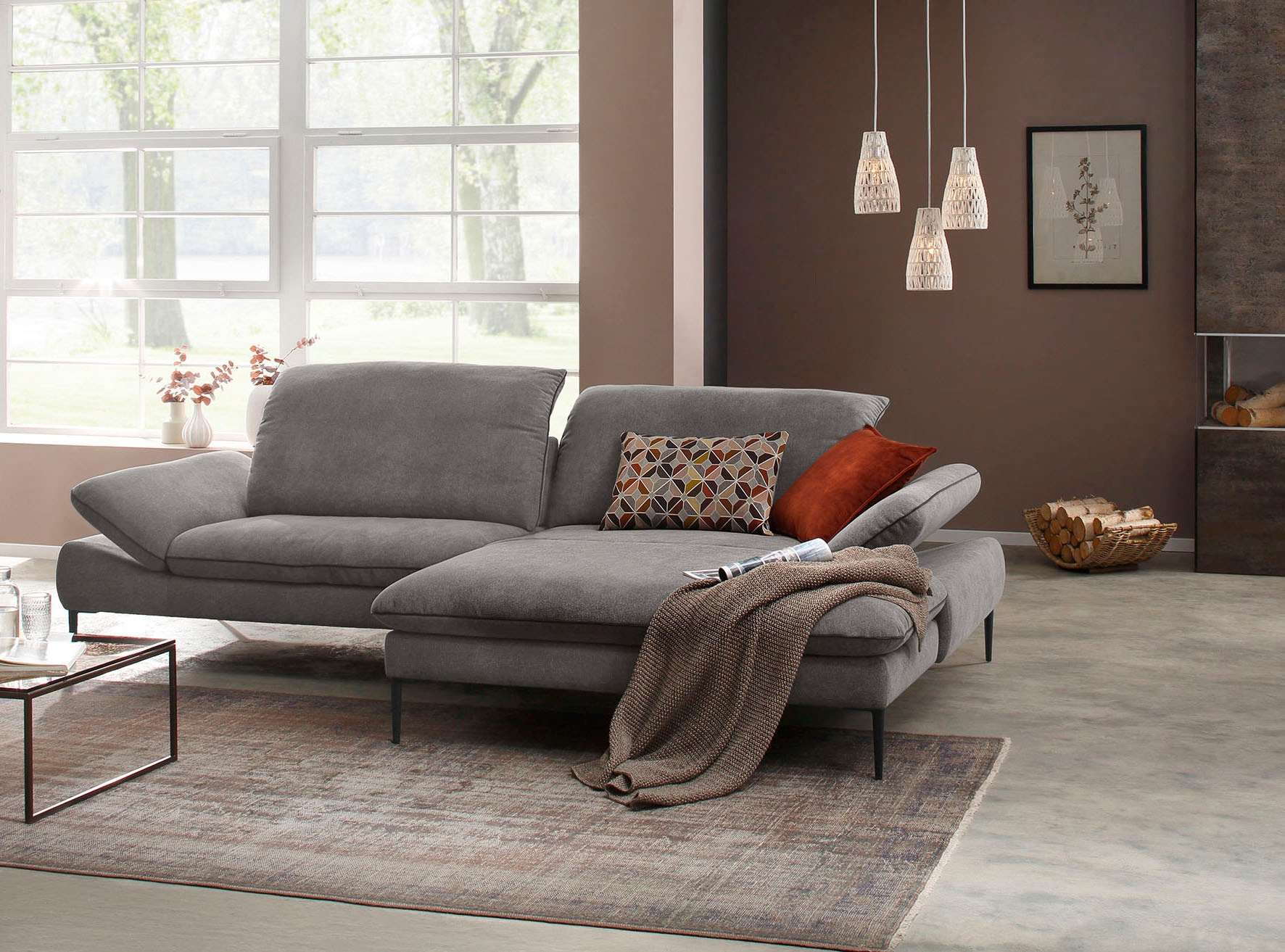 W.SCHILLIG Ecksofa "enjoy&MORE, Designsofa, elegant und bequem, L-Form" Sitztiefenverstellung, Füße schwarz pulverbeschichtet, Breite 294 cm