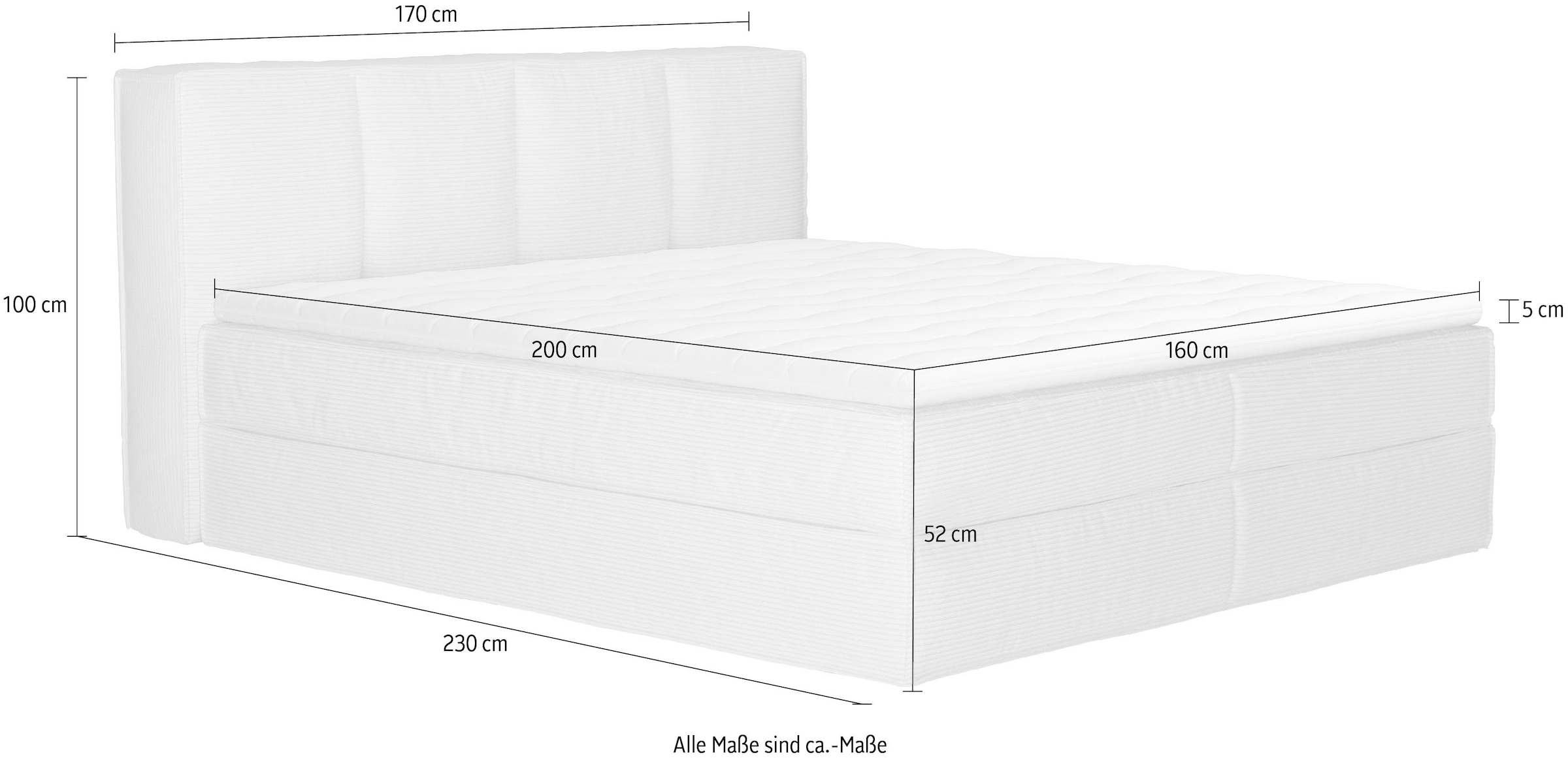 LeGer Home by Lena Gercke Boxspringbett »Addyson« Härtegrade H2, H3 und H4 wählbar,  Boxspringbett inkl. Topper, 2 Matratzen