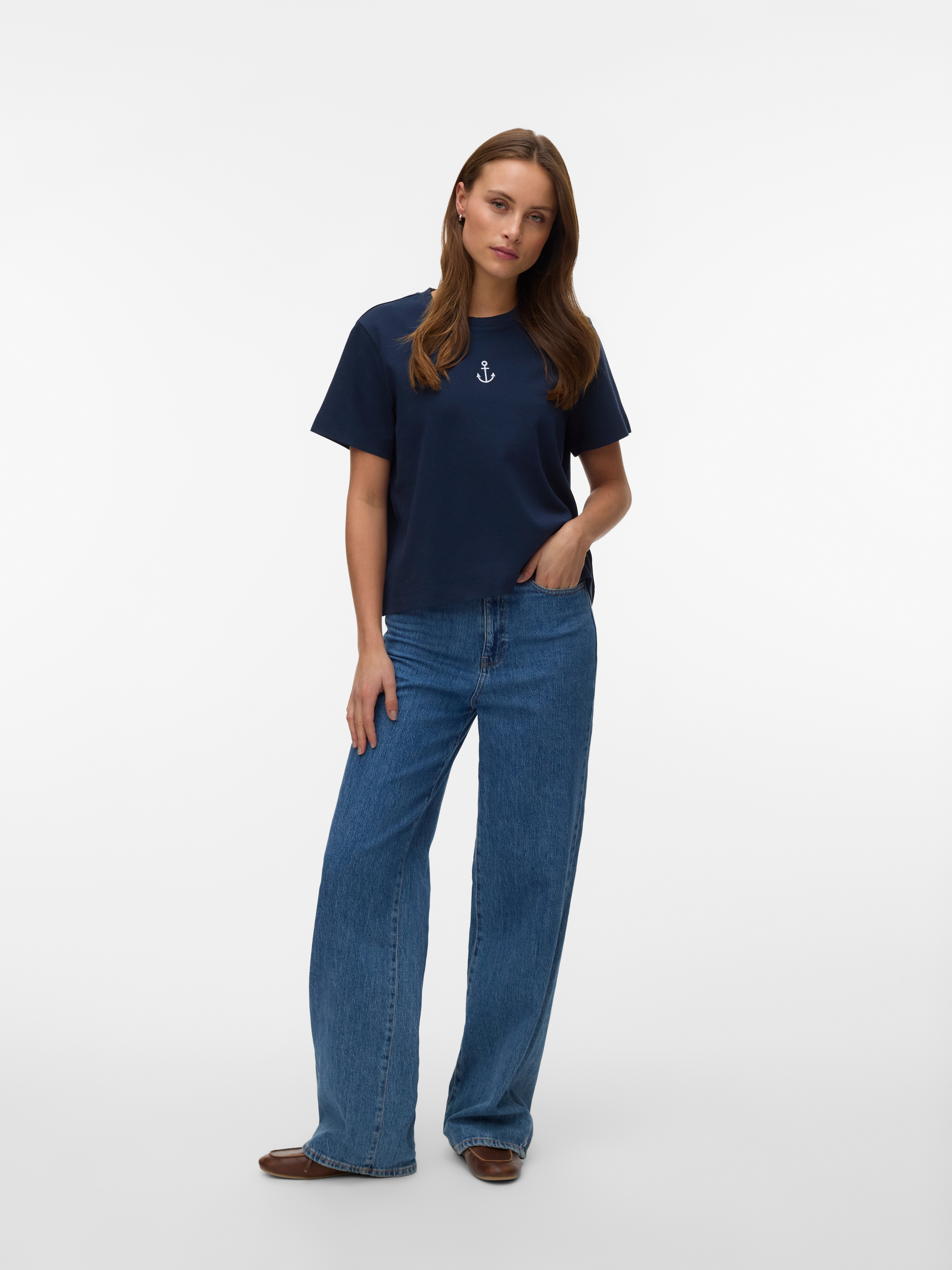 Vero Moda Kurzarmshirt »VMSARA METTE SS TOP BOX JRS GA NOOS« Baumwolle, regular fit