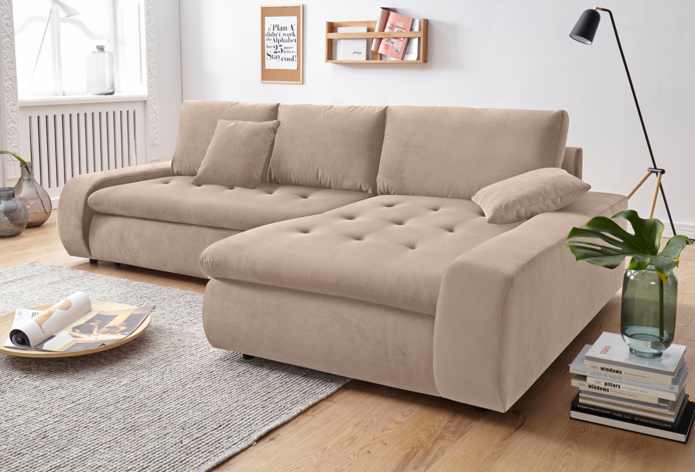 TRENDMANUFAKTUR Ecksofa »Indie II, tolle Detailverarbeitung, bequem und komfortabel im Sitz«, XL und XXL, wahlweise mit Bettfunktion, L-Form