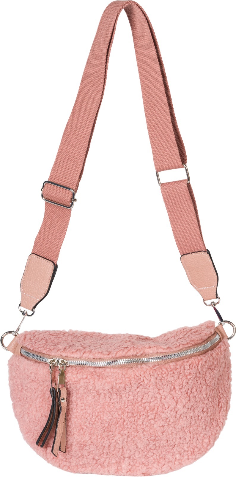styleBREAKER Umhängetasche "Teddyfell Halbmond Crossbody Bag"
