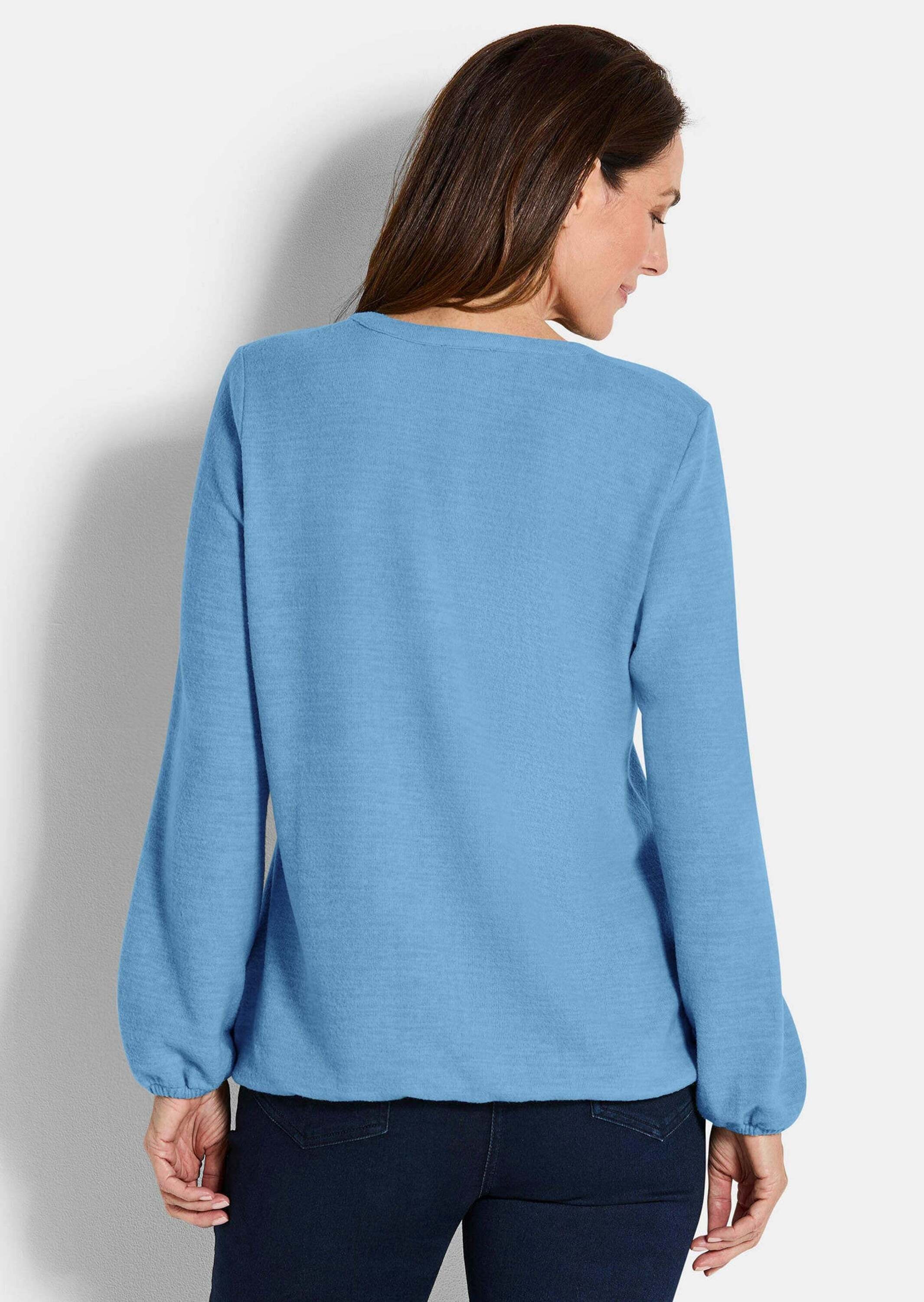 GOLDNER Langarmshirt »Elegante Bluse mit Zierblende, Rundhals«