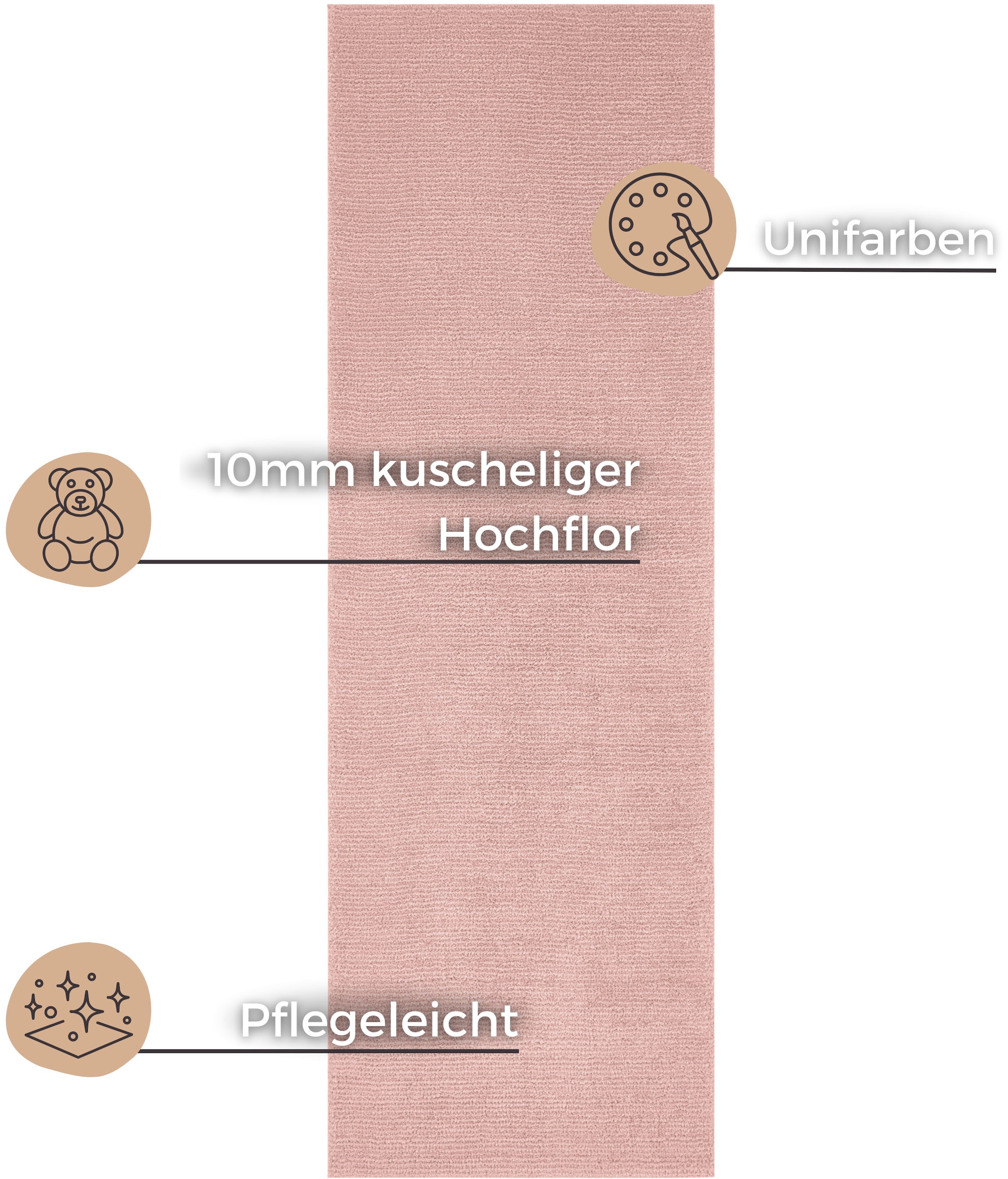 HANSE Home Teppich »Supersoft«, rechteckig, 10 mm Höhe, Kurzflor, Läufer Modern, Einfarbig, Wohnzimmer, Schlafzimmer