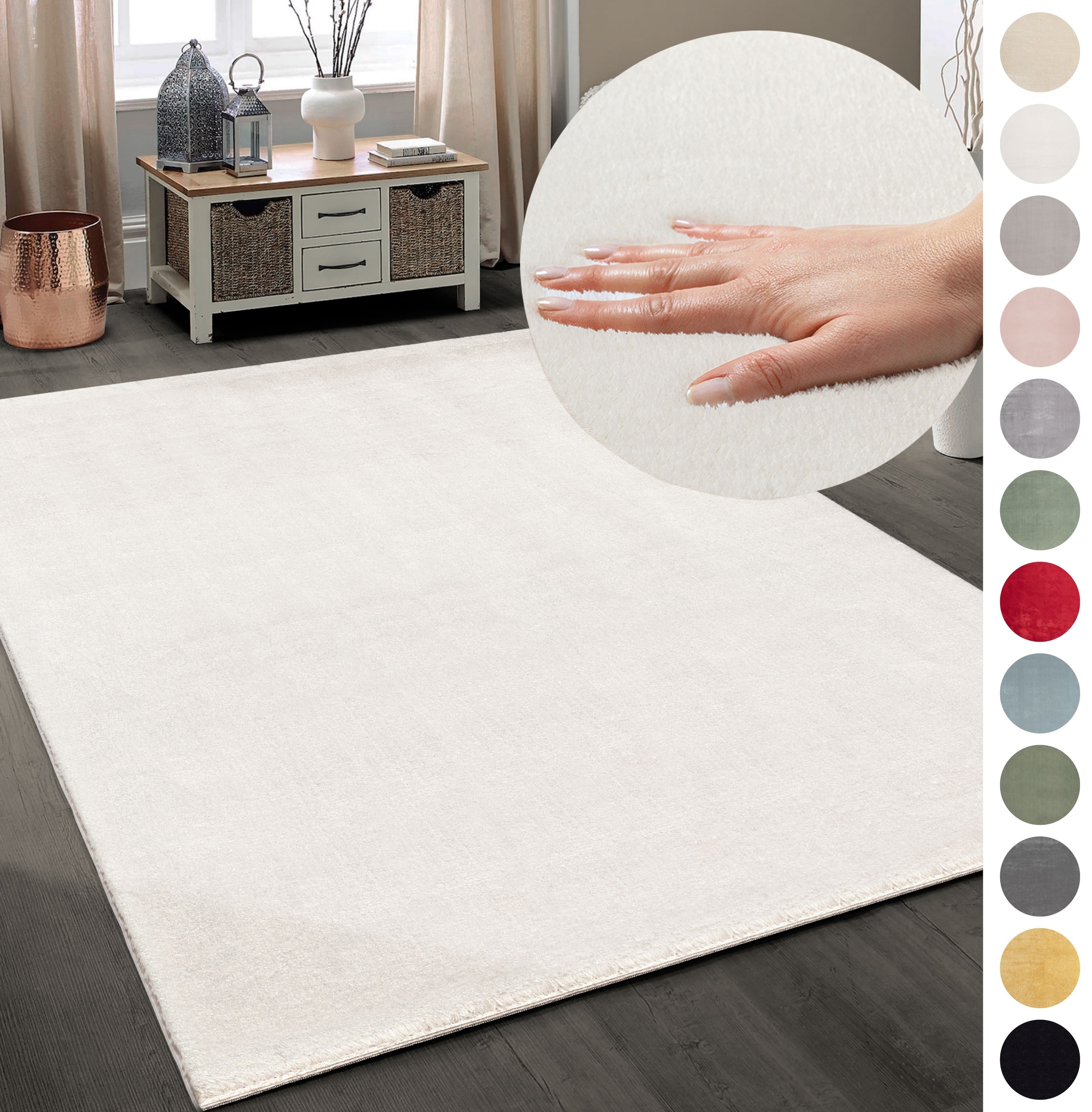 Teppich OTTO HOME "Arabell, Kunstfellteppich, Felloptik, waschbar", beige (natur), B:300cm H:16mm L:400cm, Polyester, Teppiche, Teppich, flauschig, kuschelig, Anti-Rutsch-Unterseite, Wohnzimmer, Schlafzimmer