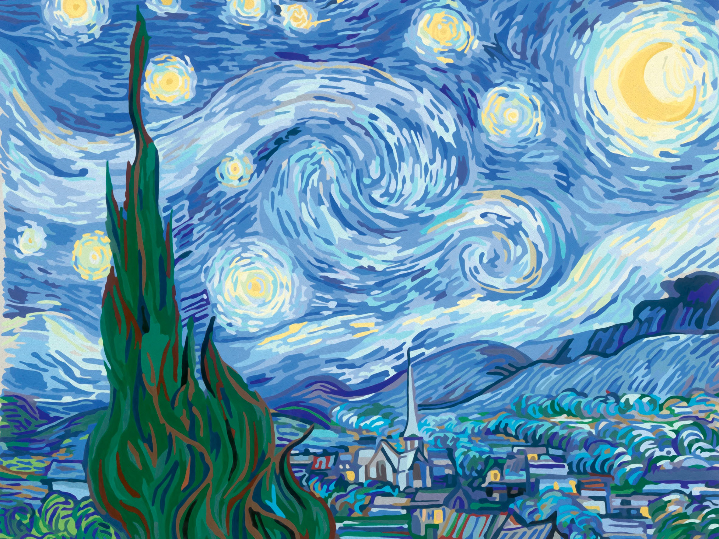 Ravensburger Malen nach Zahlen »CreArt, Leinwand ART Collection: Sternennacht (Van Gogh)«, Made in Europe