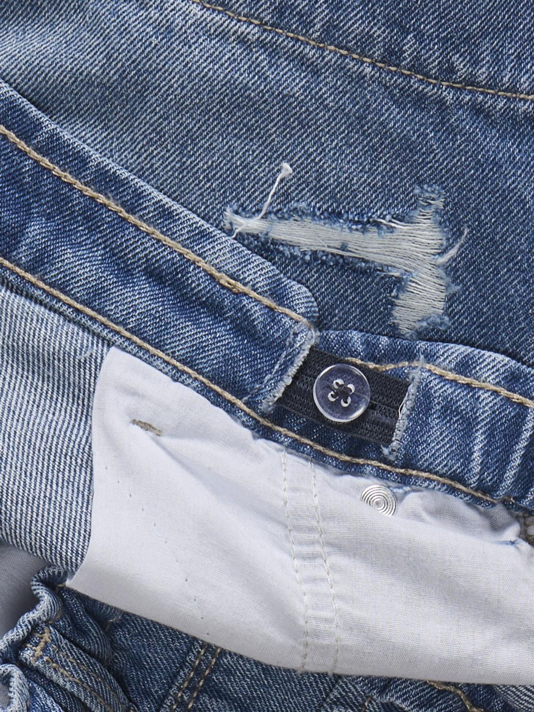 Jeansshorts KIDS ONLY "KOGCOMET WIDE DES SHORTS DNM PIM006 NOOS", Mädchen, Gr. 140, N-Gr, blau (light blau denim), Denim/Jeans, Obermaterial: 100% Baumwolle, Destroyed-Effekte, relaxed fit ca. Mitte Oberschenkel, Jeans Jeansshorts 4
