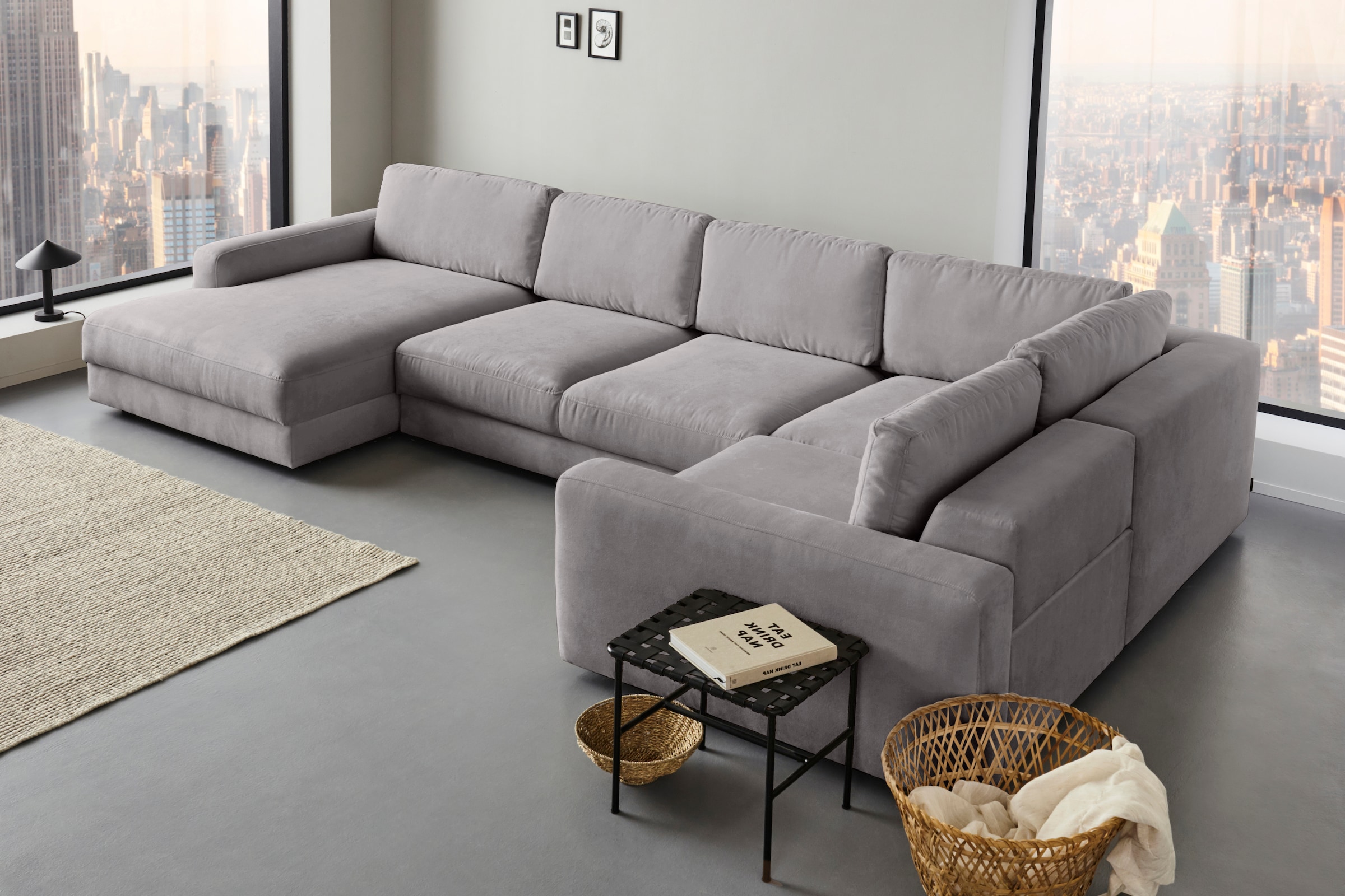 Home affaire Wohnlandschaft "Bloomfield, Mega Polsterecke, Breite 390cm, viel Platz, U-Form" In verschiedenen Größen bestellbar