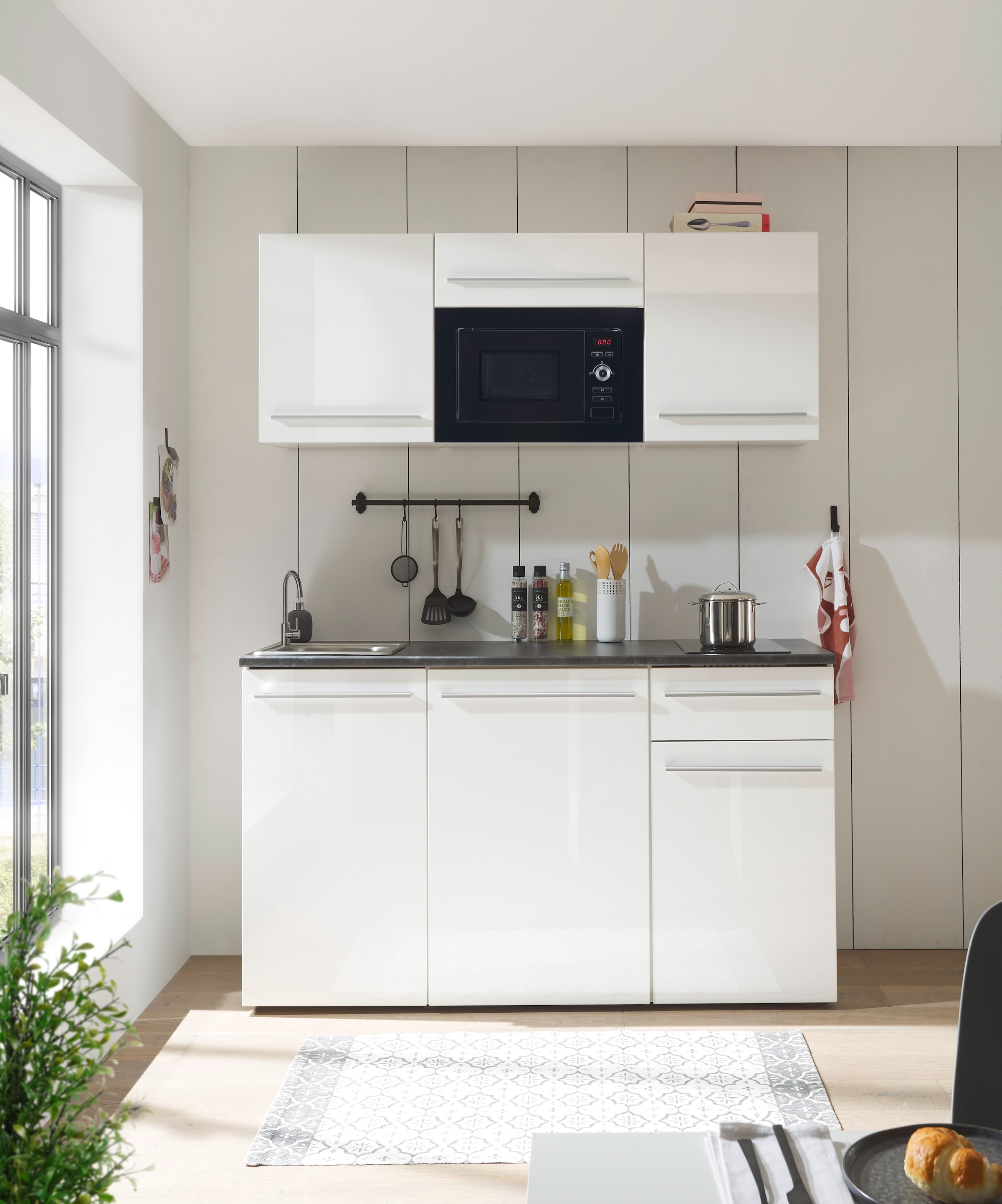 BASIC by Balculina Küchenzeile »Jazz Singleküche«, Breite 160 cm, mit und ohne Geräte lieferbar
