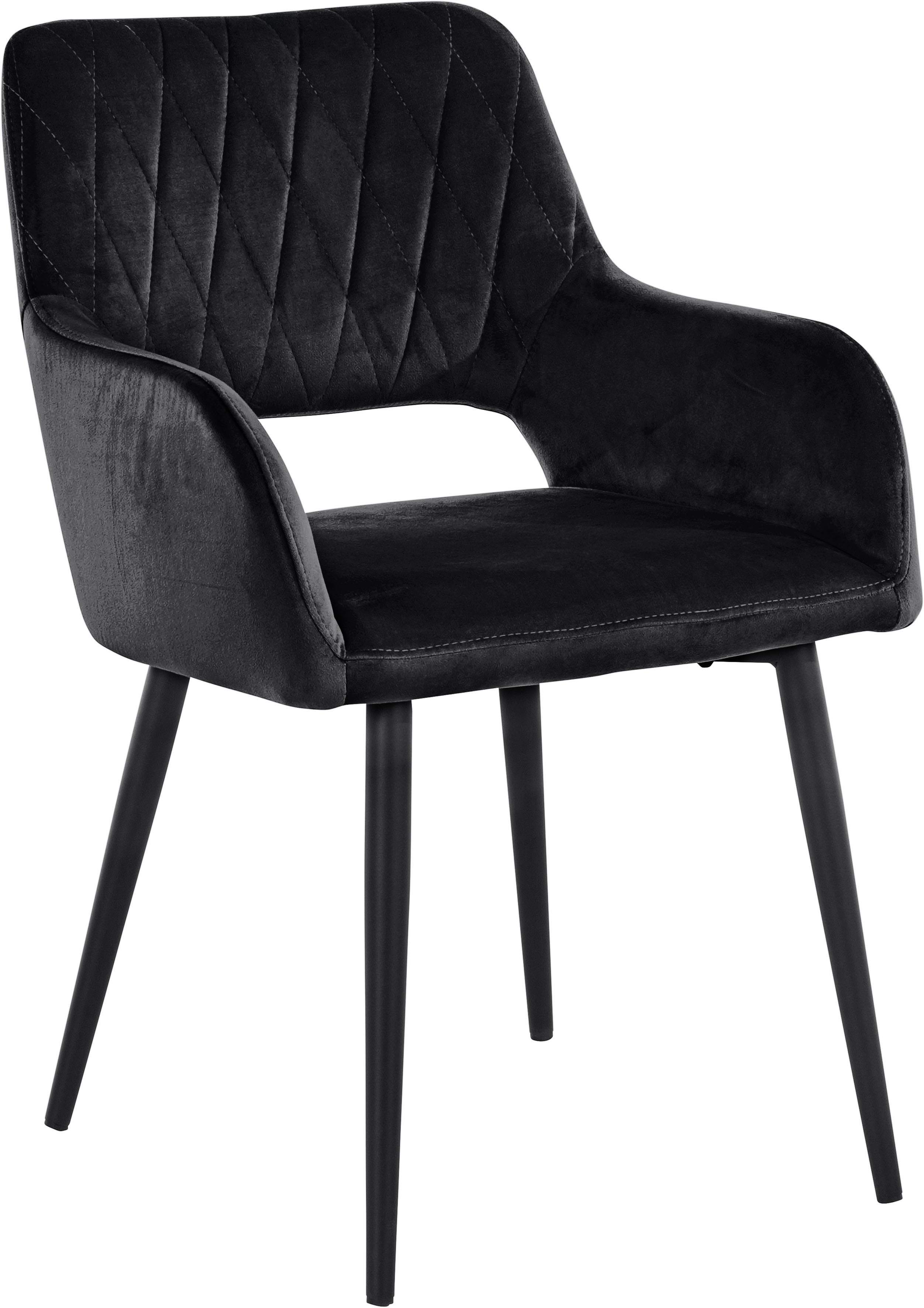 OTTO home 1100000002199 "Franca" (Set) 2 Stk.Sitz in Samtvelours, Rückenlehne mit Rautensteppung, Sitzhöhe 48 cm