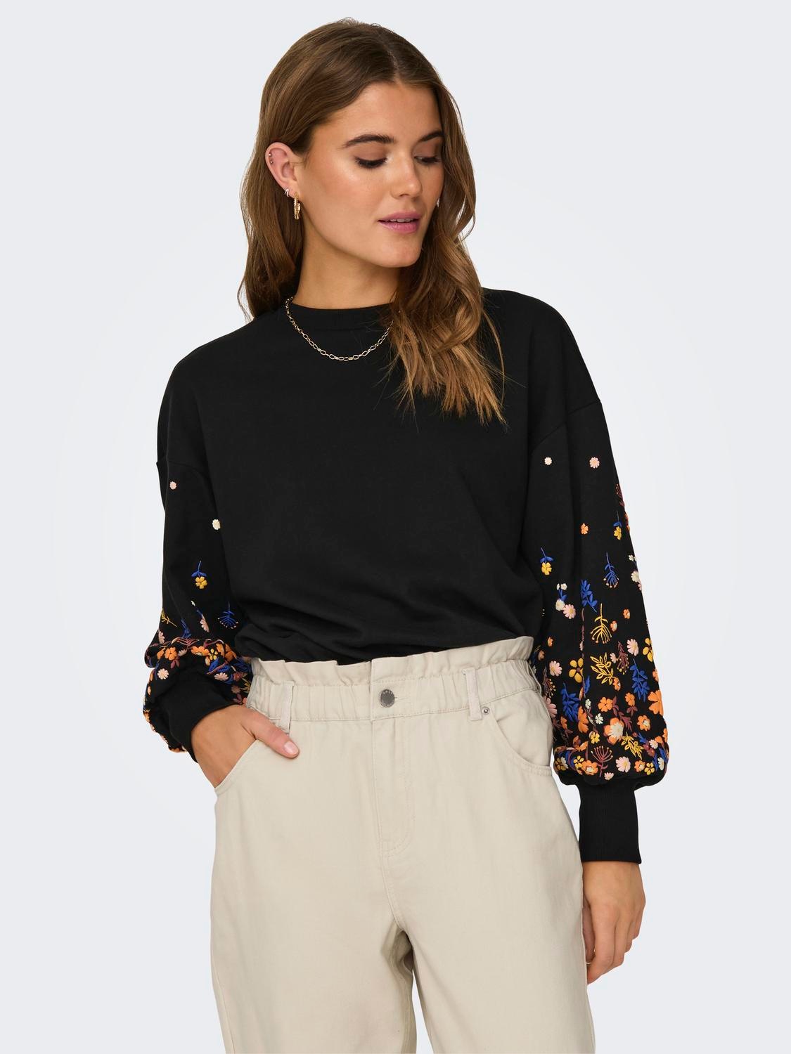 ONLY Sweatshirt "ONLBROOKE L/S O-NECK FLOWER SWT" günstig online kaufen