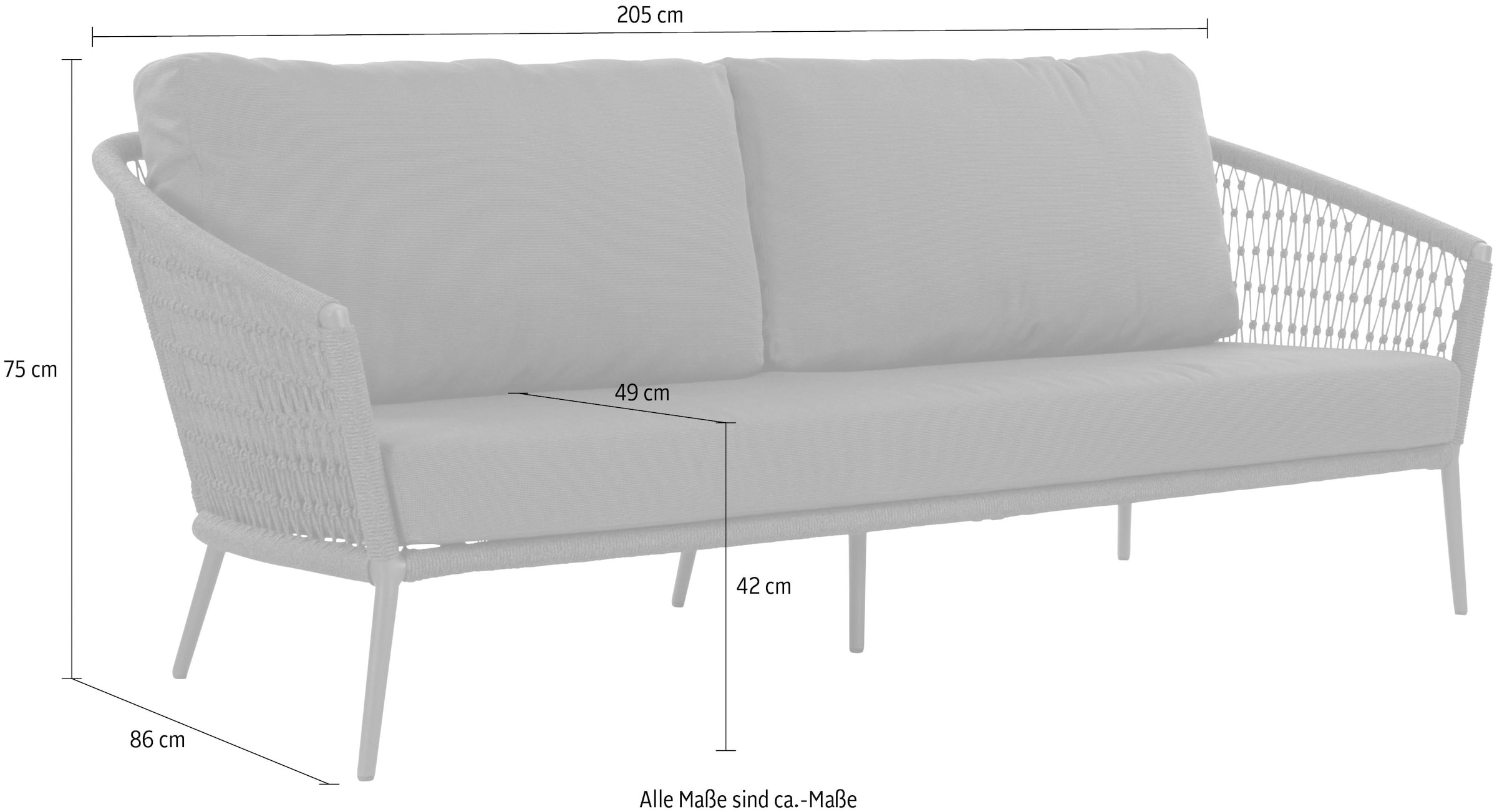 Musterring Sitzbank »Freilicht Sofa« 1 Stk. tlg. Bietet Platz für 3 Personen, 205 cm breit, ideal für den Garten