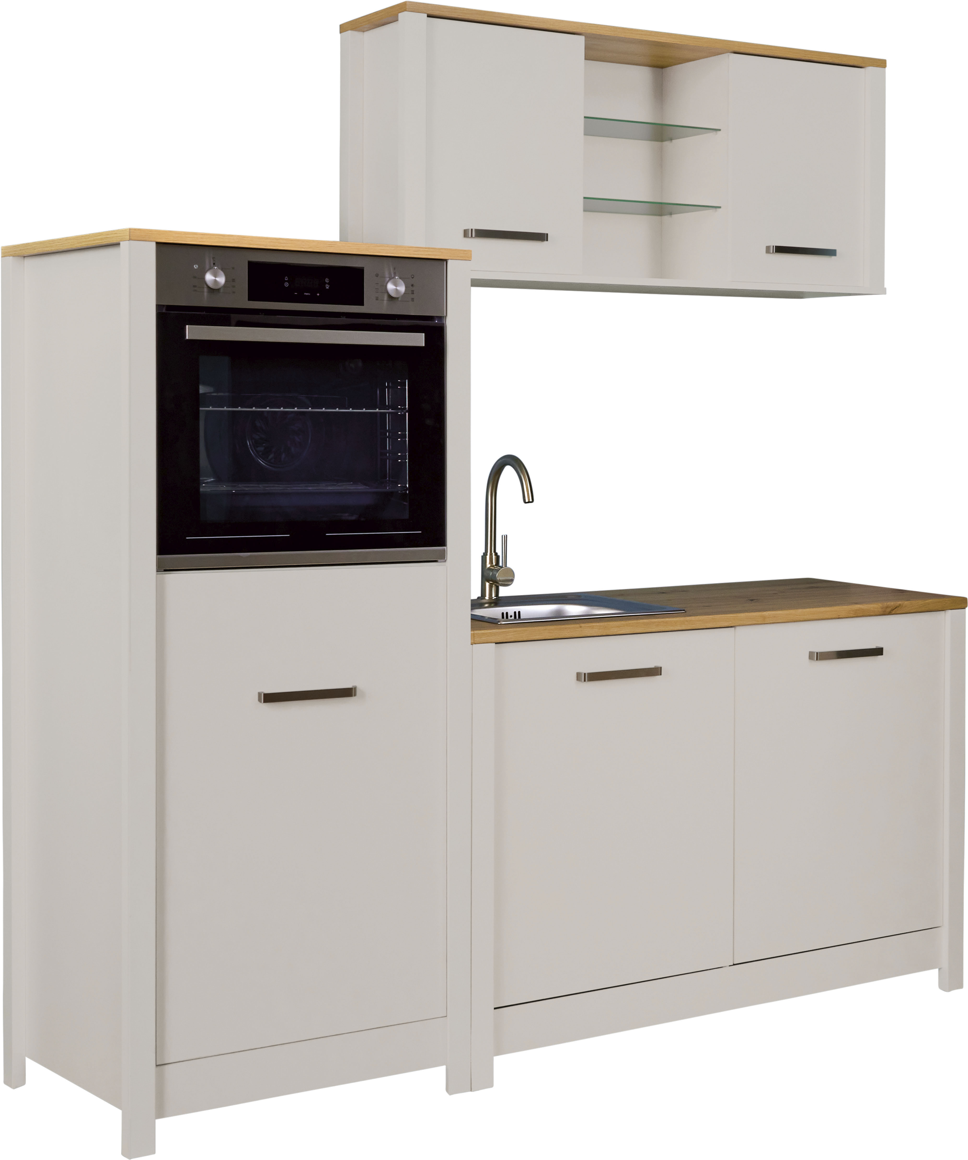 Inter Link Küchenzeile "Pienza, Einbauküche, Küchenblock, Küchenmodul, Kompaktküche" Ohne E-Geräte für Spülmaschine Backofen Kühlschrank B: 200 cm
