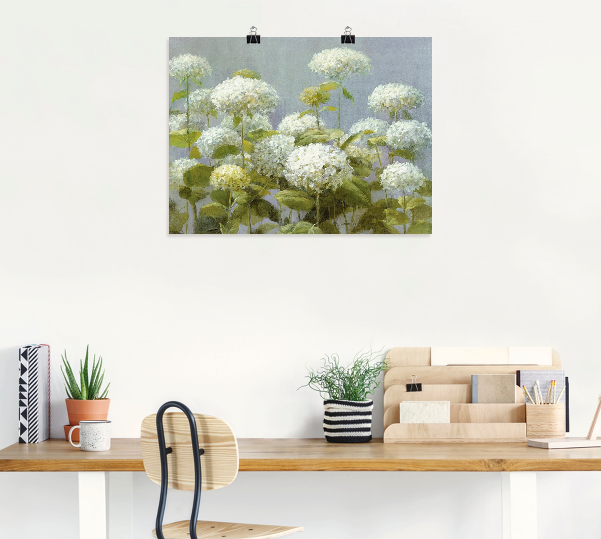 Artland Wandbild »Weißer Hortensien Garten«, Blumen, (1 St.), als Leinwandbild, Poster, Wandaufkleber in verschied. Größen