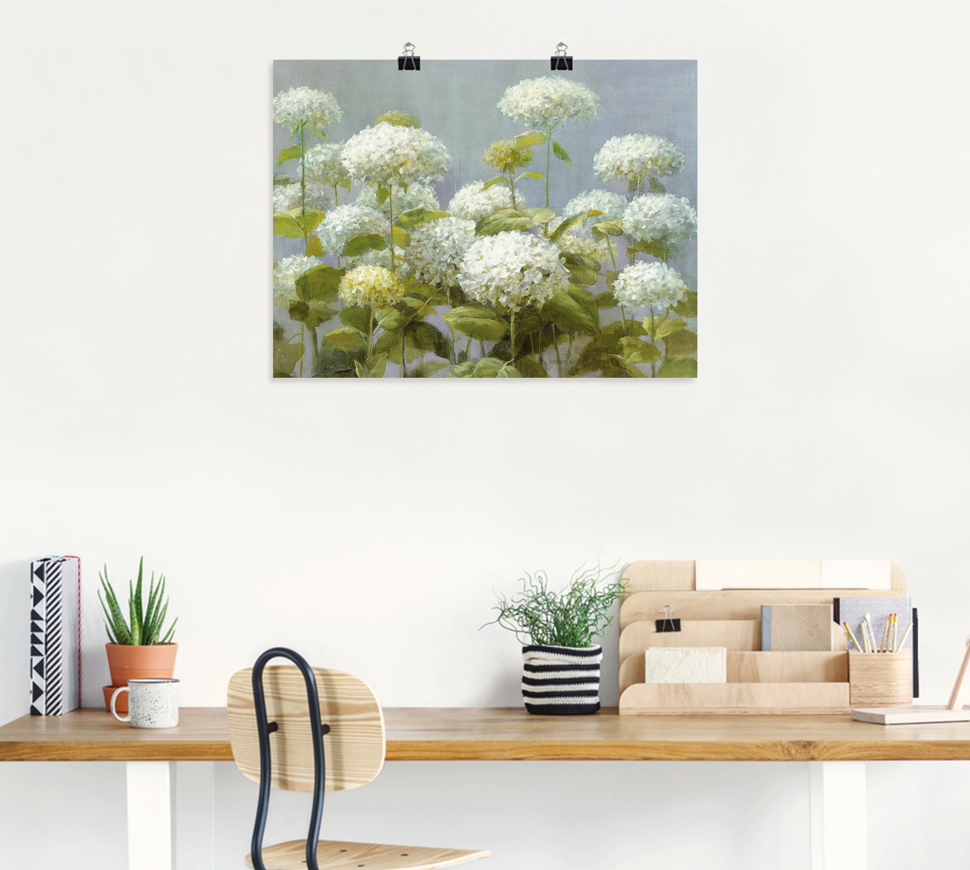 Artland Wandbild "Weißer Hortensien Garten", Blumen, (1 St.), als Leinwandb günstig online kaufen