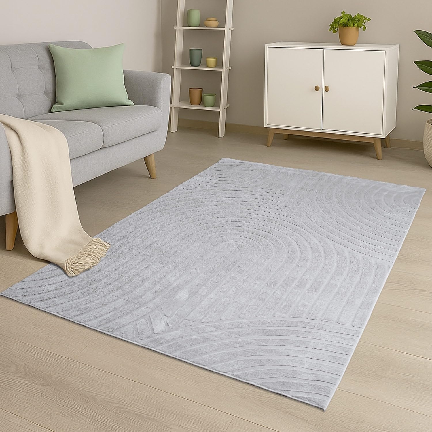 Carpet City Teppich »WAVES 501« rechteckig 12 mm Höhe Kurzflor, Hochtief-Muster/ 3D-Effekt, Uni, Wohnzimmer, Schlafzimmer