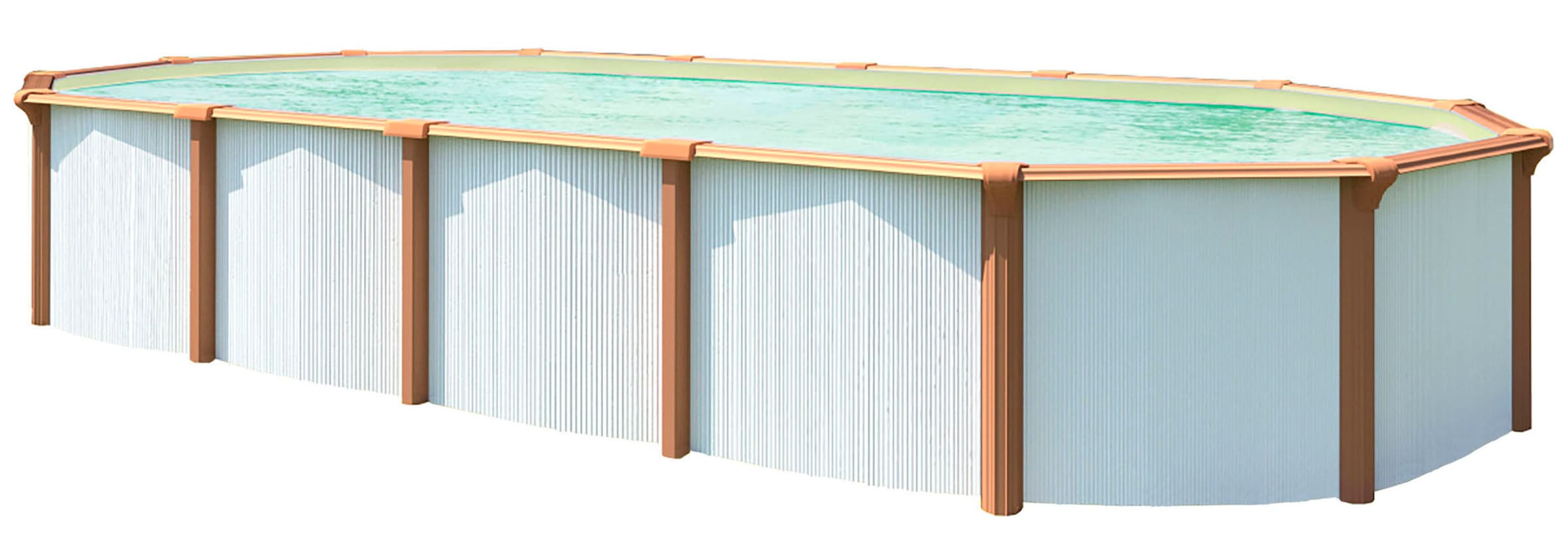 KWAD Ovalpool "Green line Evolution", (Komplett-Set, 10 tlg.), 9,2x4,6x1,32 white- wood Folie in blau, sand oder grau er