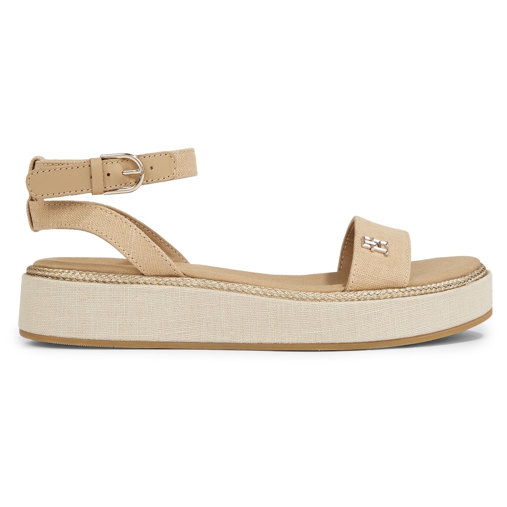 Tommy Hilfiger Riemchensandale »LINEN WITH GOLD FLATFORM«