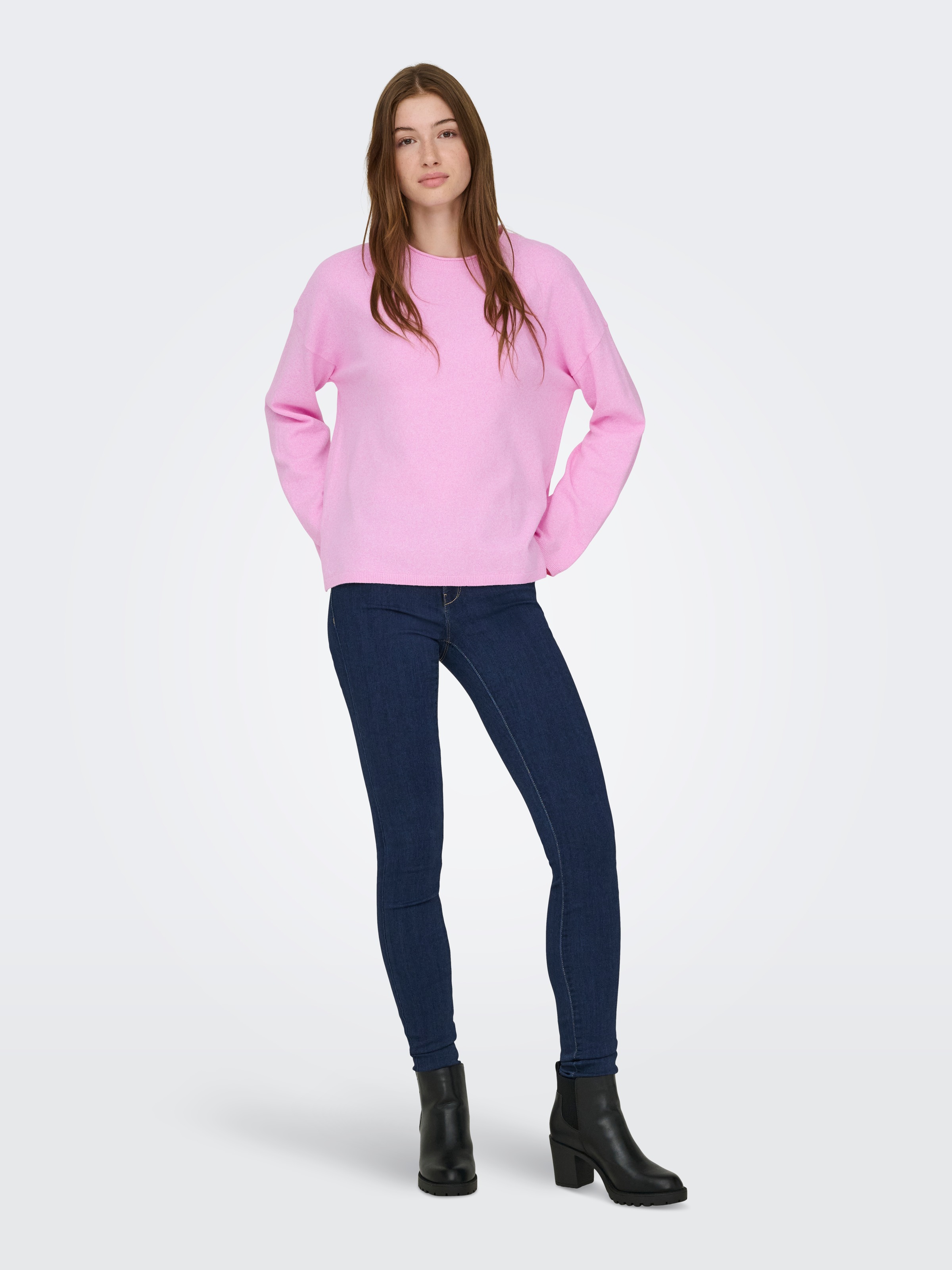 ONLY Strickpullover »ONLLOYAL AMALIO LIFE  LS O-NECK KNT NOOS« Materialmix