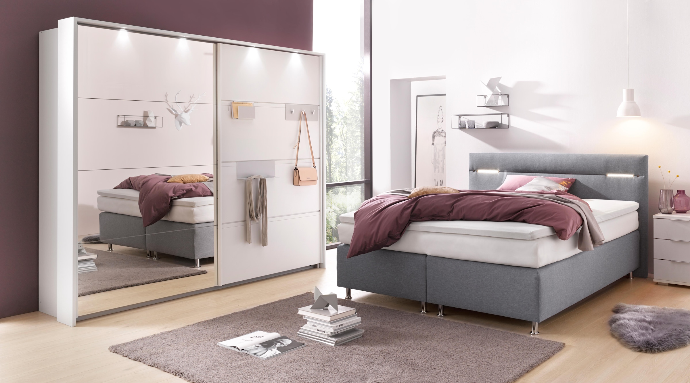 Westfalia Schlafkomfort Boxspringbett, wahlweise mit LED-Beleuchtung