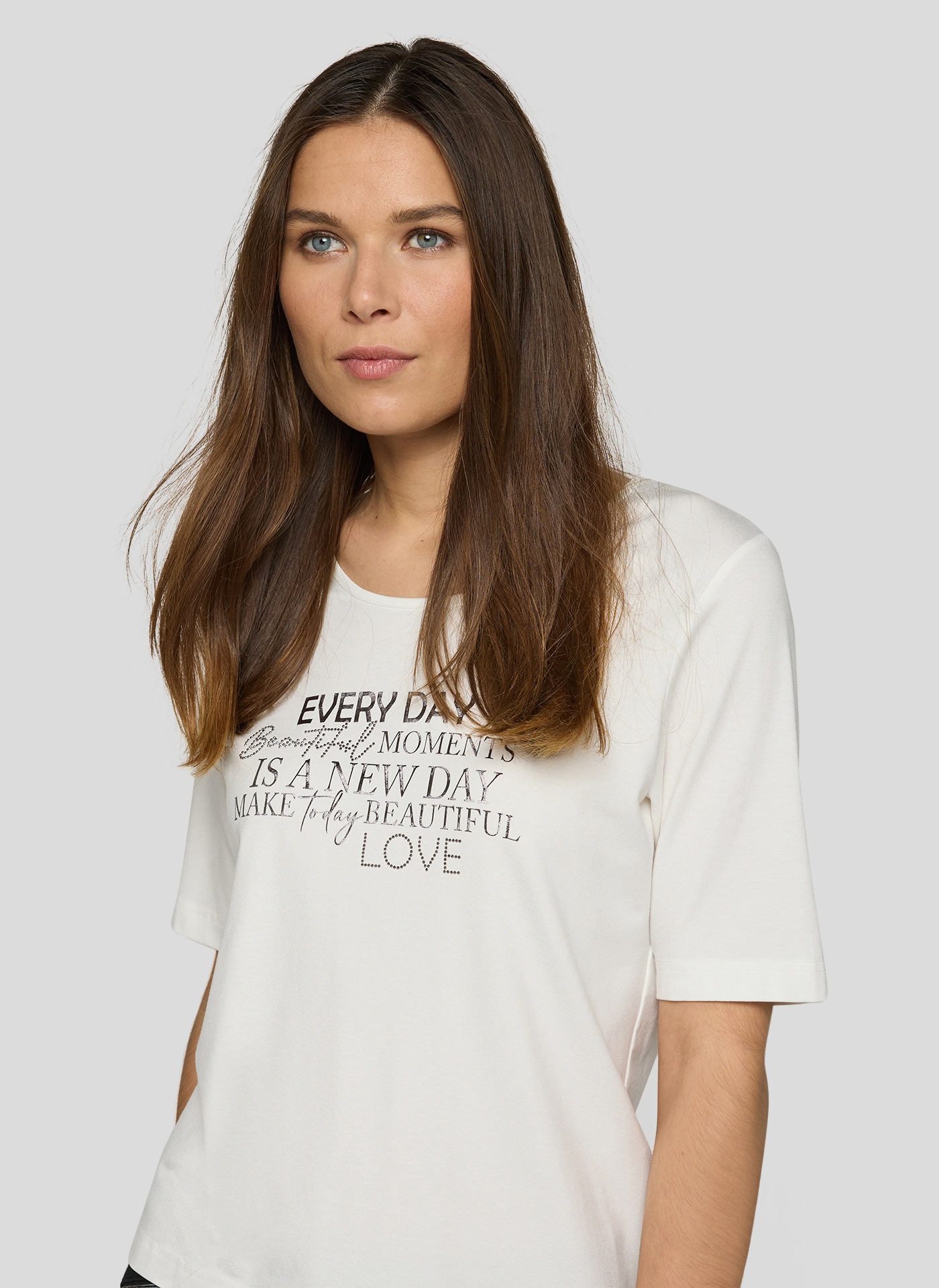 Print-Shirt RABE "T-Shirt", Damen, Gr. 46, weiß, 92%Viskose 8%Elasthan, unifarben, tailliert, Shirts 3