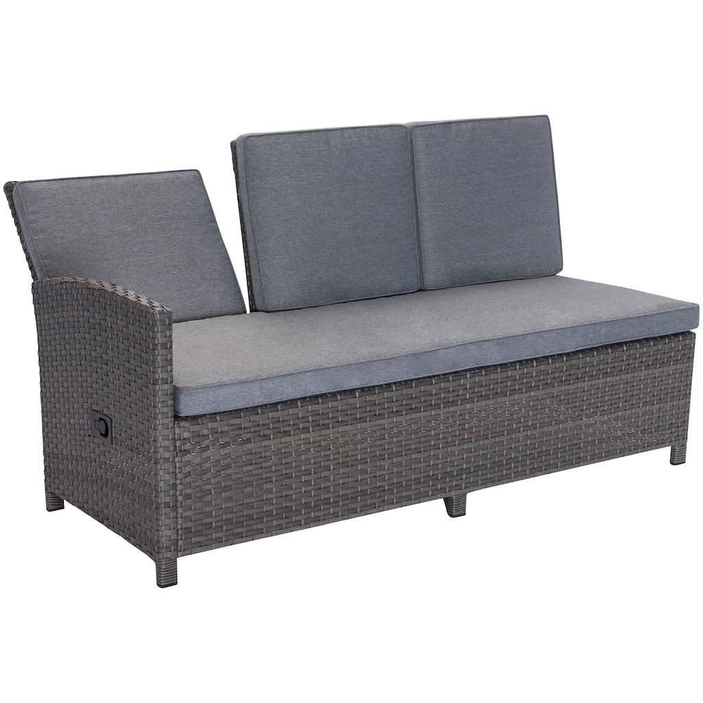 KONIFERA Gartenlounge-Set »Paris«, (Set, 17 tlg., 2x 3er Bank, 1x Sitzbank, 1x Hocker, 1x Tisch 140x80x67cm, Aluminium)