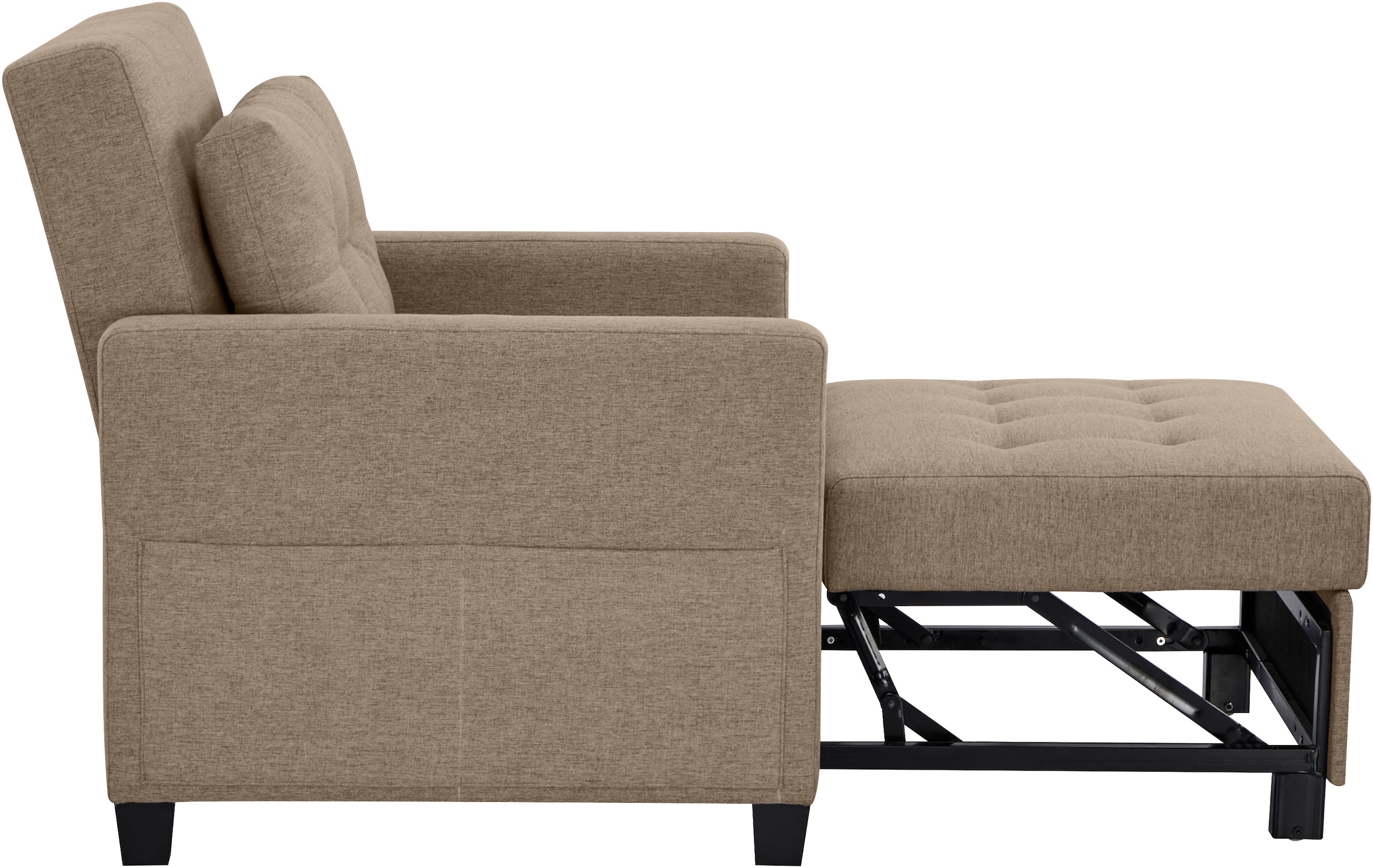 OTTO home Sessel »TYLLI, 91 cm, wandelbar zum Gästebett, Schlafliege, klappbar« verstellbarer Rückenlehne, Klappmechanismus, Webstoff