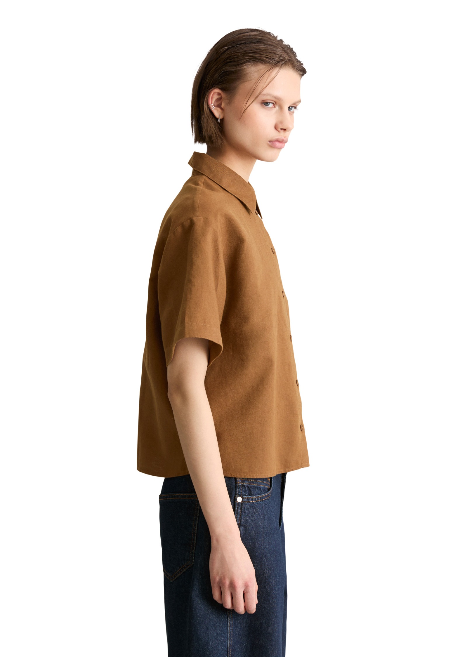 Marc O'Polo DENIM Kurzarmbluse »aus Leinen-Baumwolle-Mix«