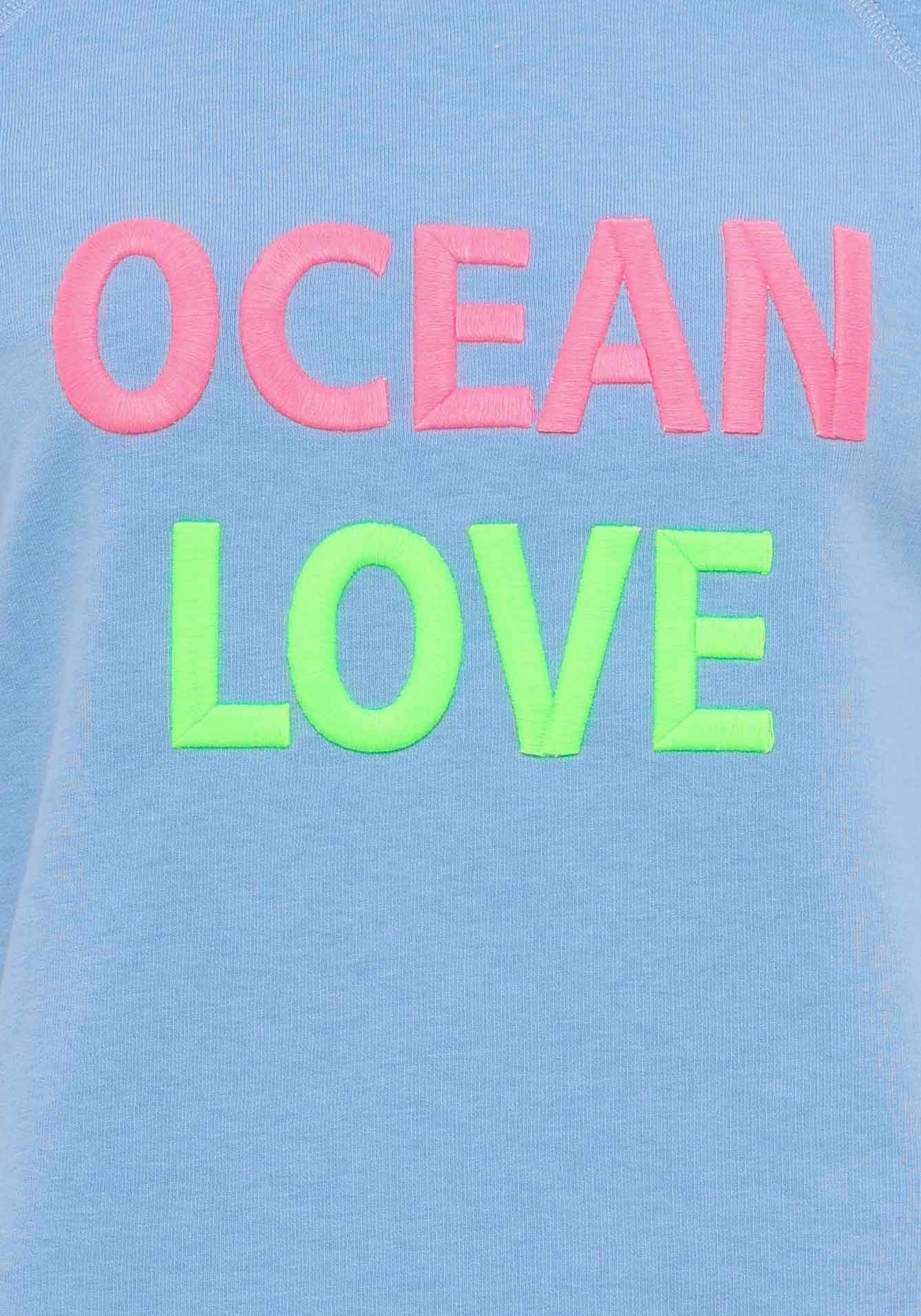 Zwillingsherz Langarmshirt, mit "Ocean Love"-Aufdruck und Used-Look
