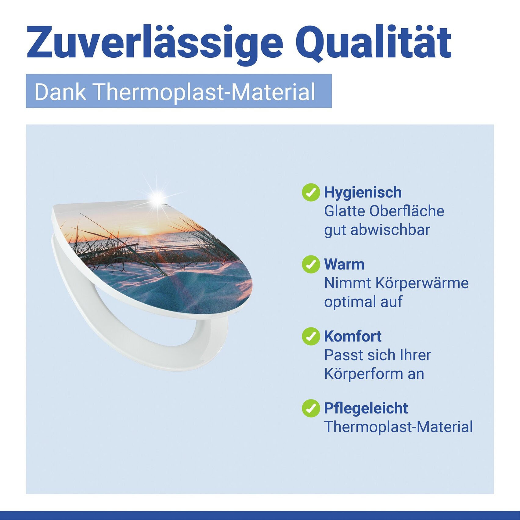 WENKO WC-Sitz »Baltic« glänzender Toilettensitz aus Thermoplast mit Motiv, Absenkautomatik