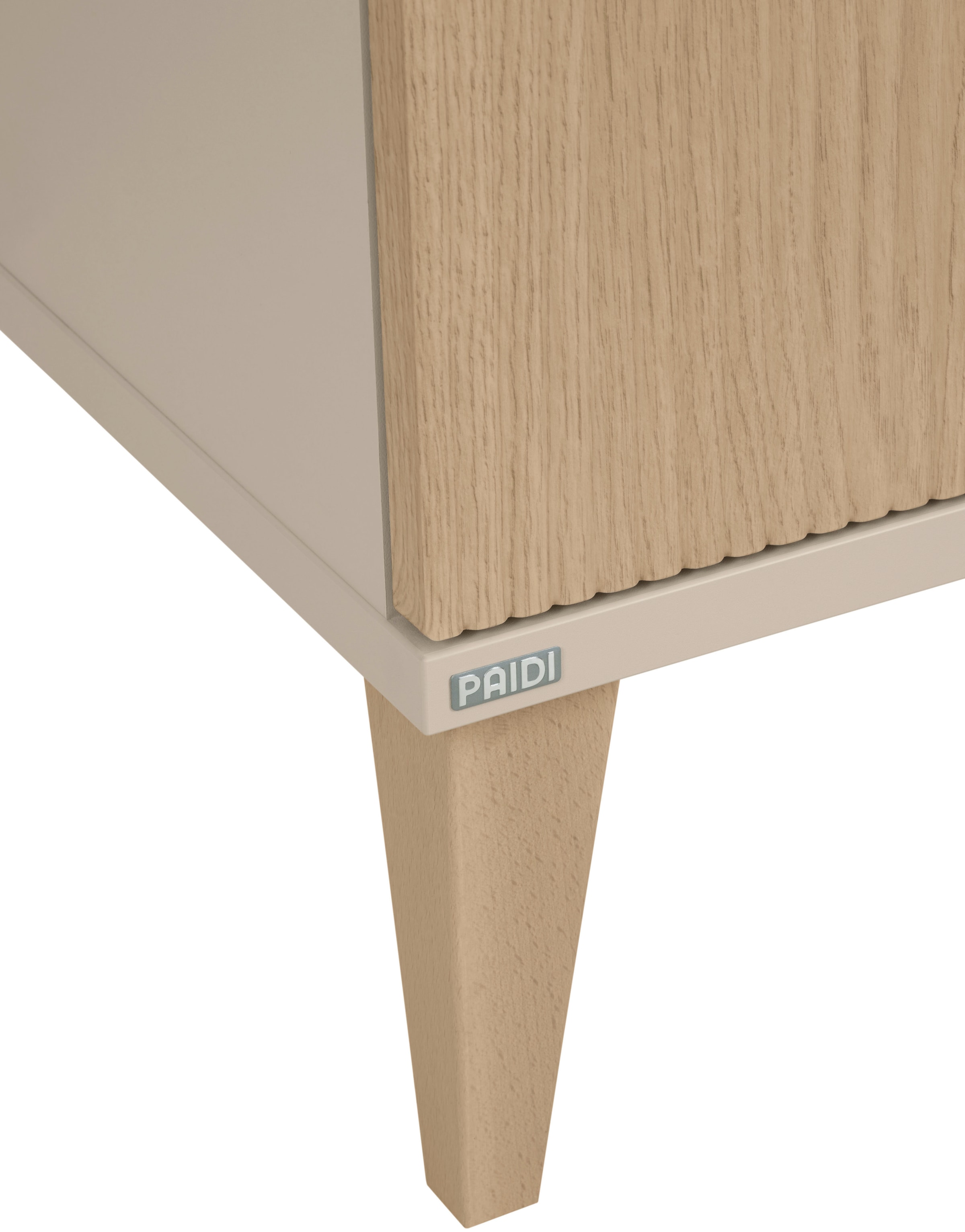 PAIDI Nachtkommode »JONTE in Beige, Schublade mit Soft-Close« B/H/T ca. 48/55/40cm, Cashmere-Beige/Light Oak,  moderner & stabiler Nachttisch mit Massivholz-Füßen