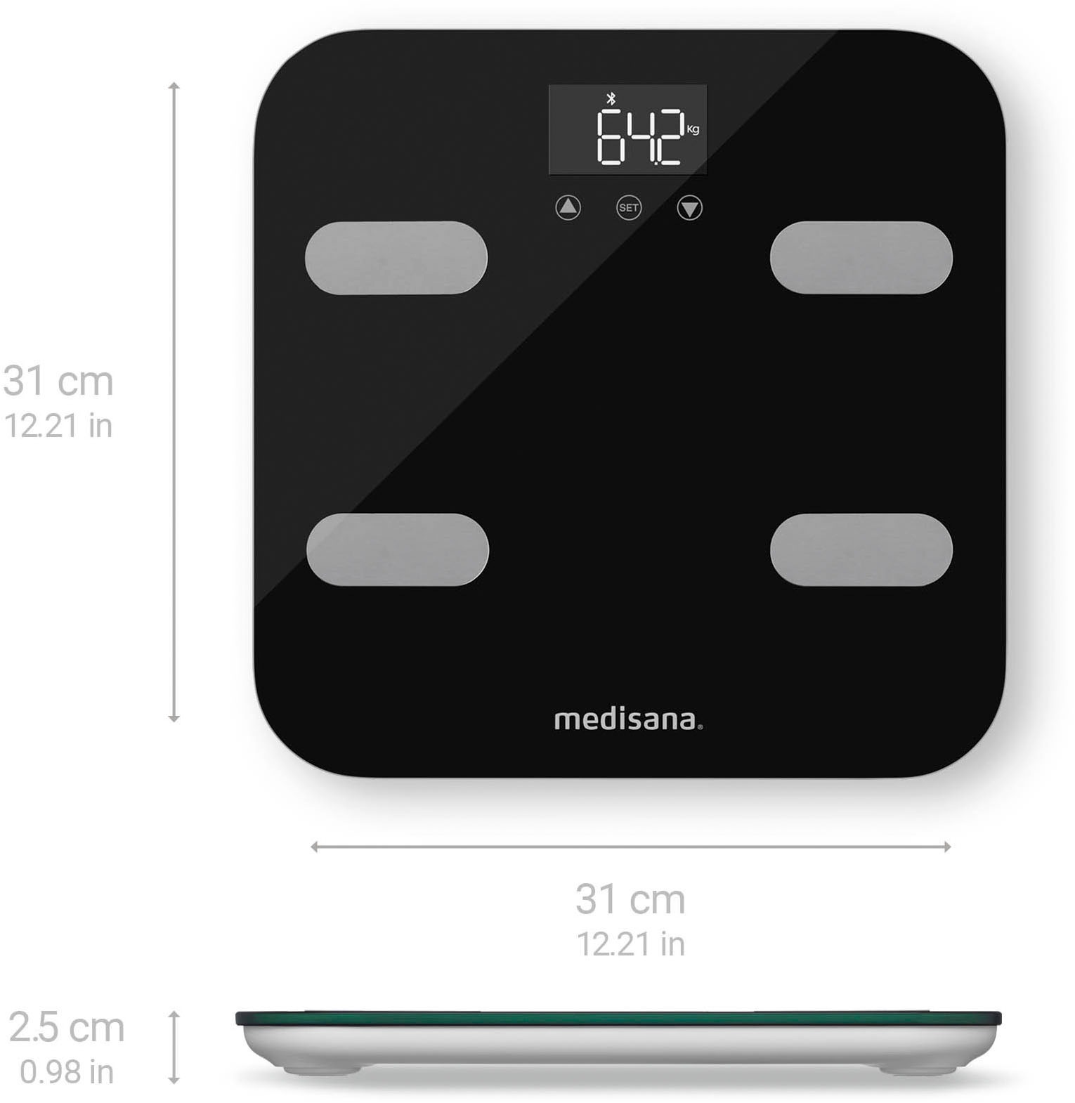 Medisana Körper-Analyse-Waage »BS 602«, Waage misst Körperwerte & sendet Daten via Bluetooth zu VitaDock+